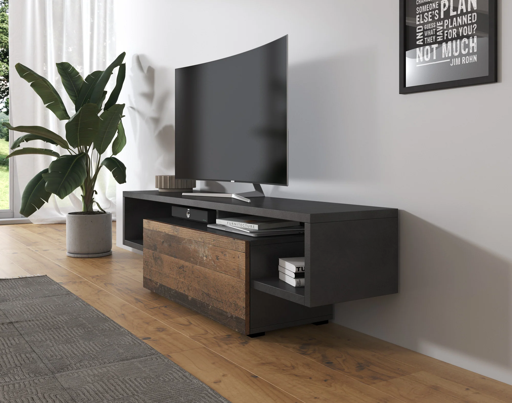 Hertha - TV-Meubel - Antraciet  - 138 cm - Image 4