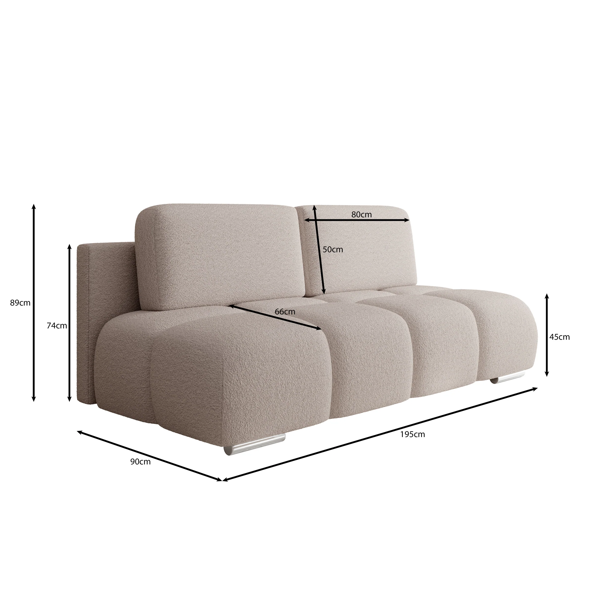 Hindrance - Slaapbank - Teddystof beige - 195x90x89 cm - Image 5