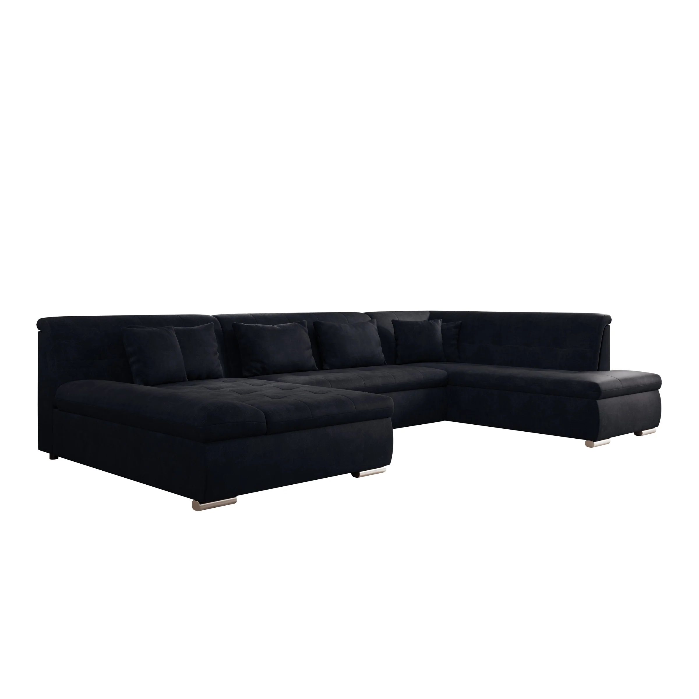 Alberta XL - Hoekbank 5-zits met slaapfunctie - Velvet zwart - Rechts - Image 7