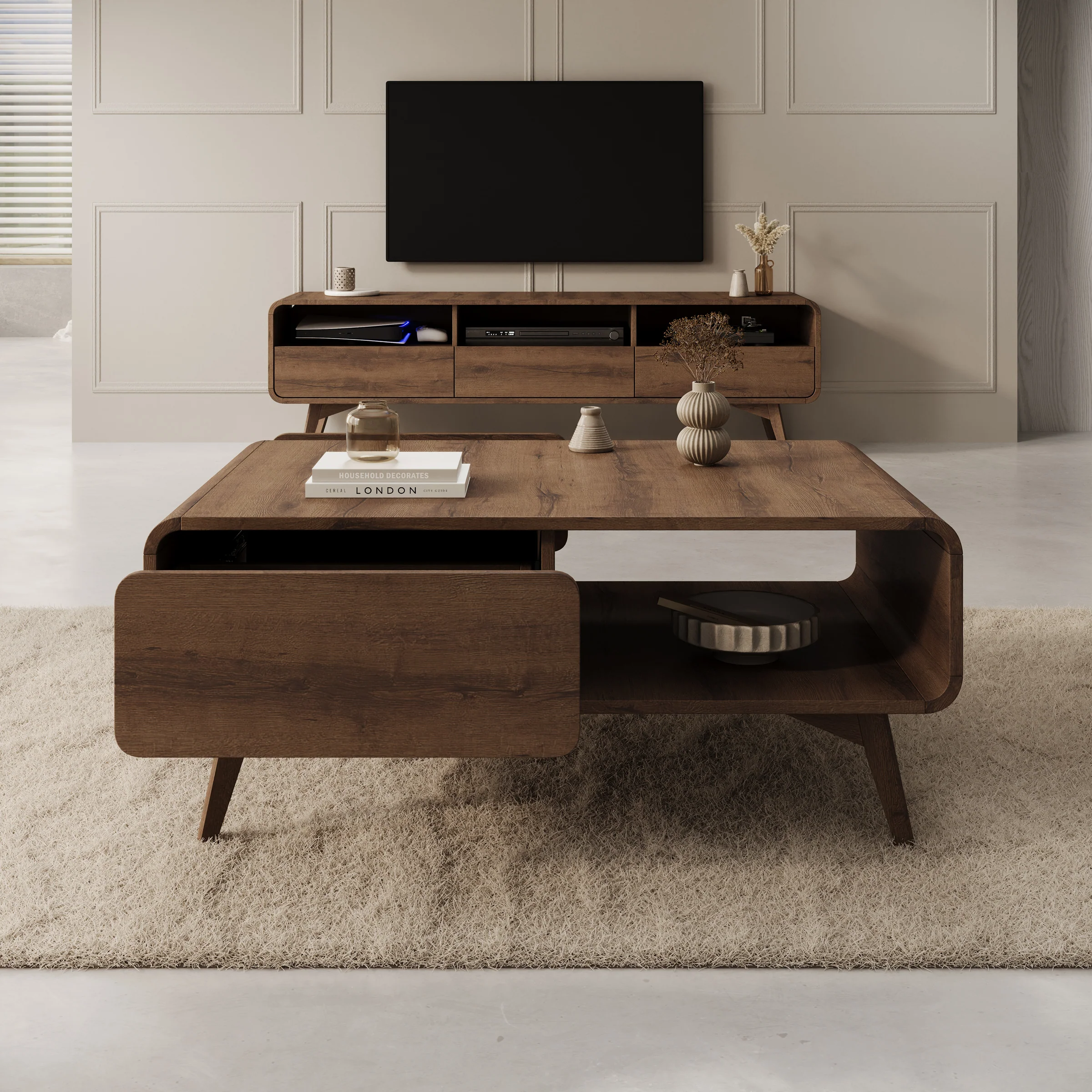 Hoshii - Salontafel - Donker eikenpatroon - 108x65x45 cm - Image 2