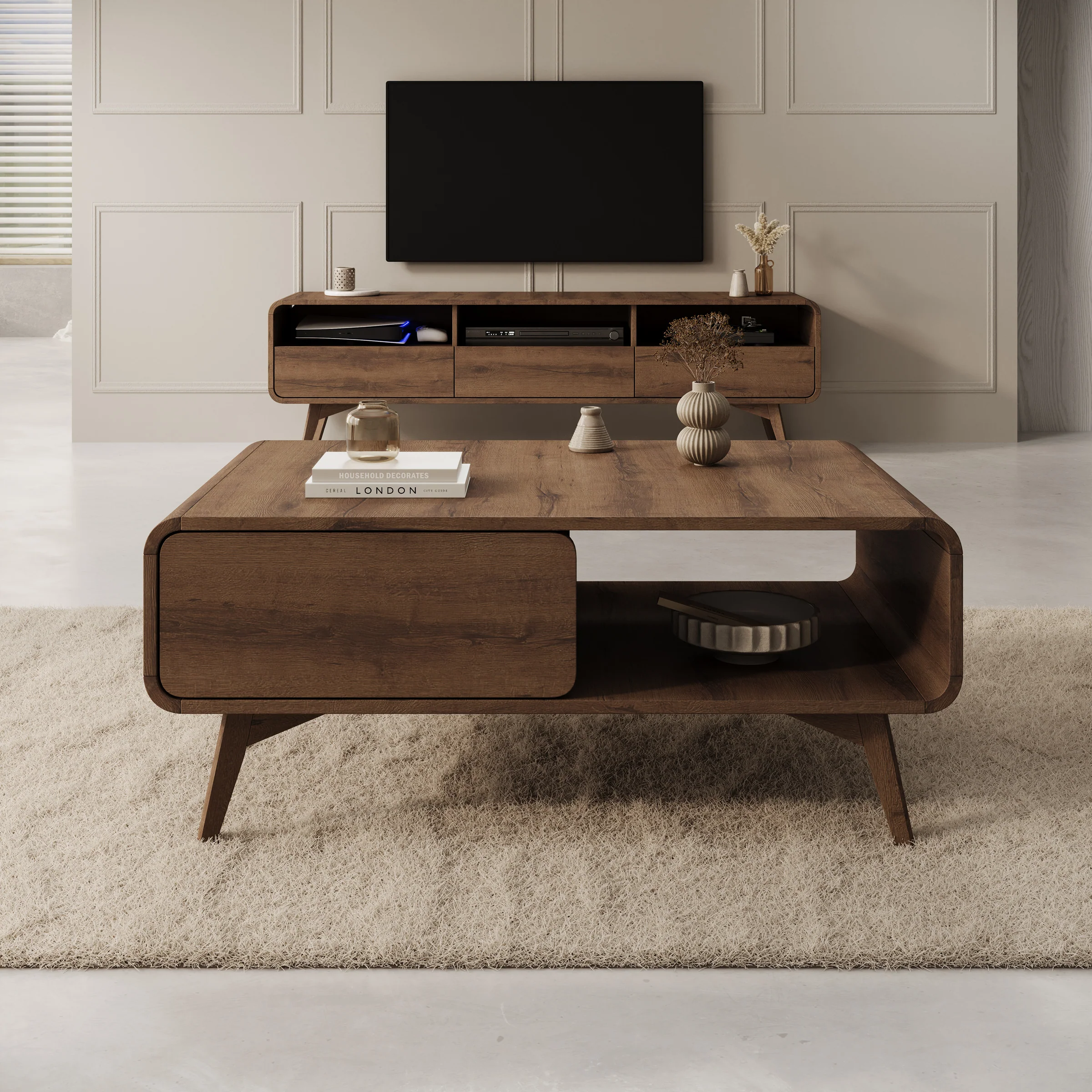 Hoshii - Salontafel - Donker eikenpatroon - 108x65x45 cm - Image 3