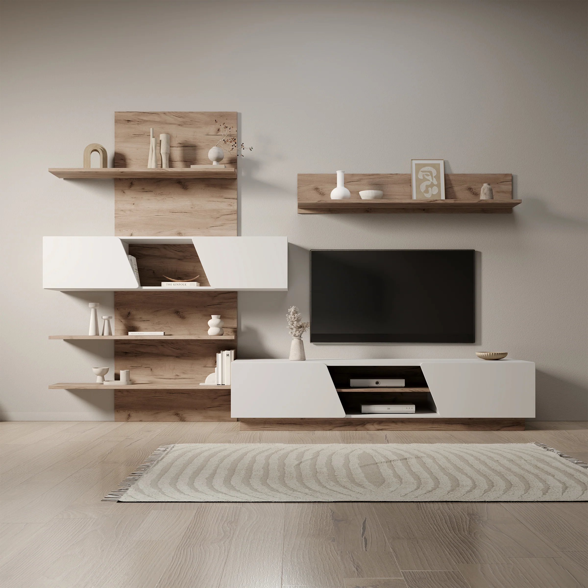 Huxley - Wandmeubel - Eikenpatroon/Wit - 296x52x203 cm - Image 3