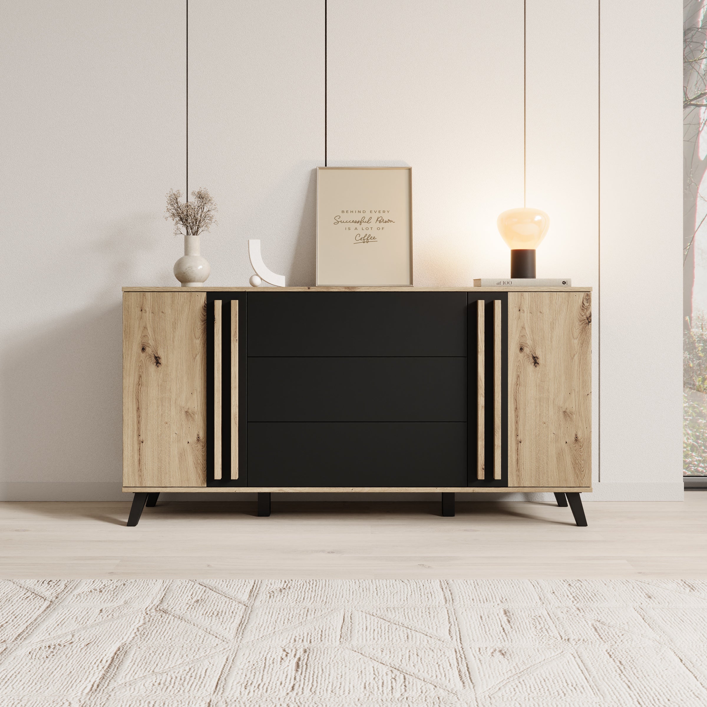 Hydra - Dressoir - Eiken/Zwart - 150x40x78 cm - Image 3