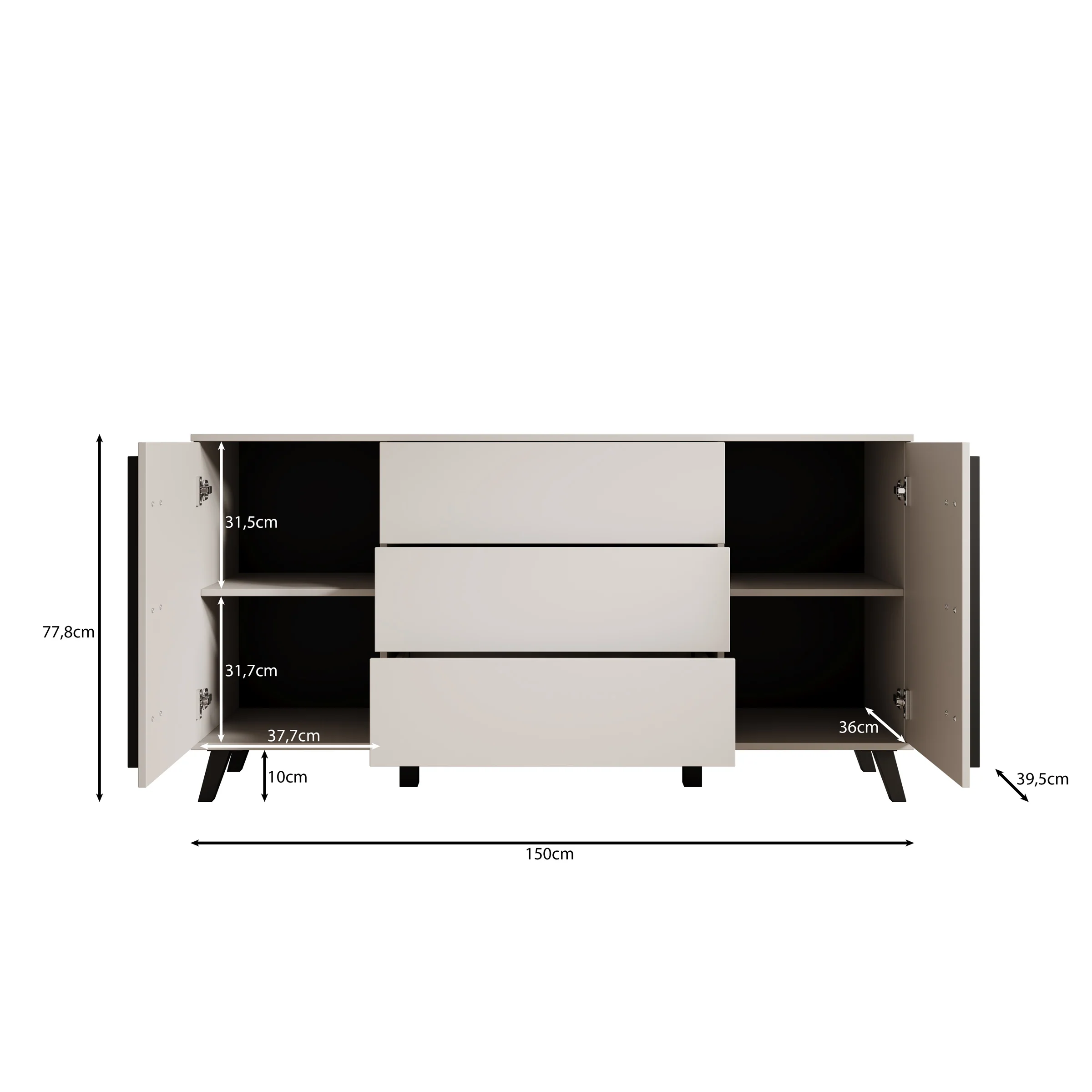 Hydra - Dressoir - Eiken/Zwart - 150x40x78 cm - Image 6