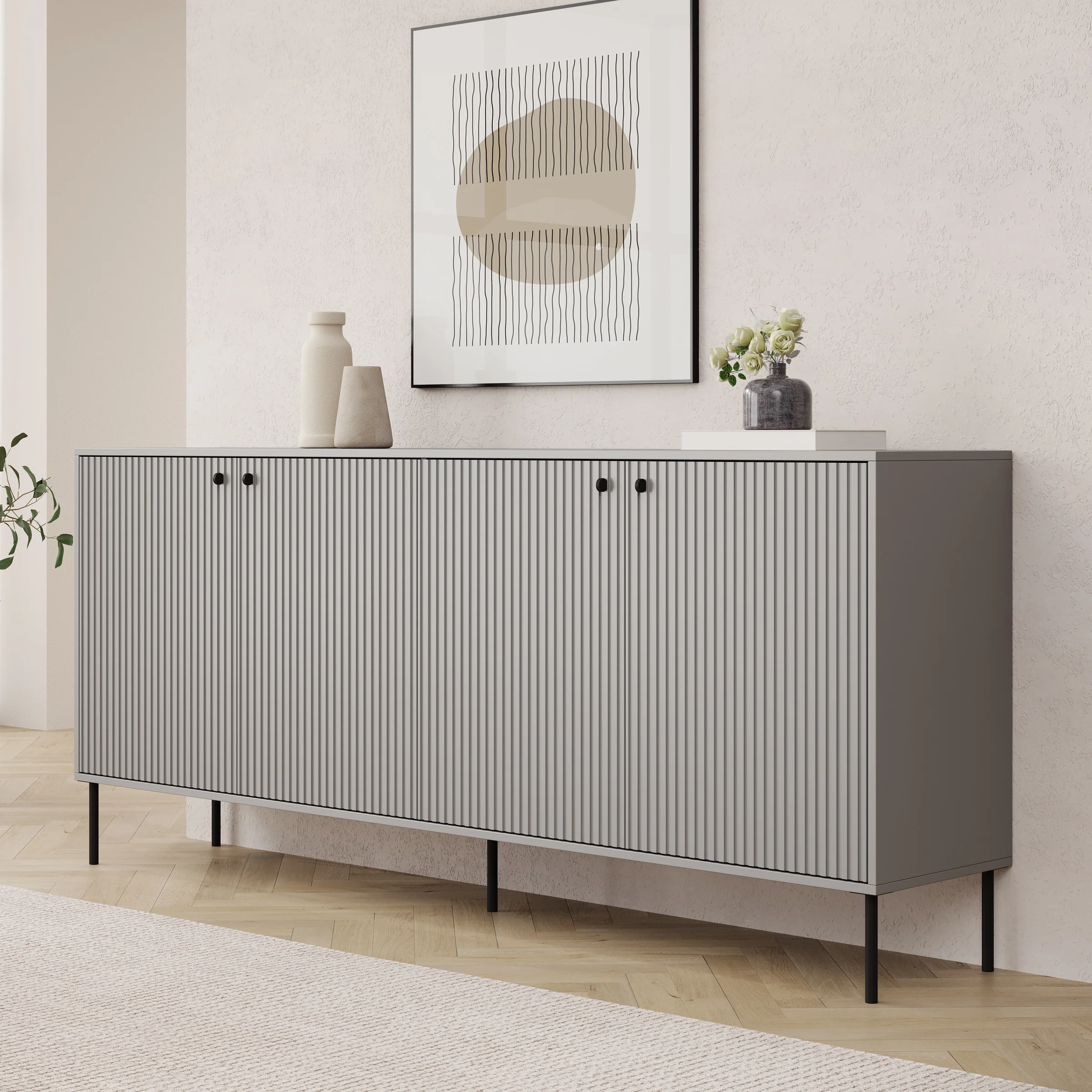 Ilux - Dressoir - Grijs - 207x41x89 cm