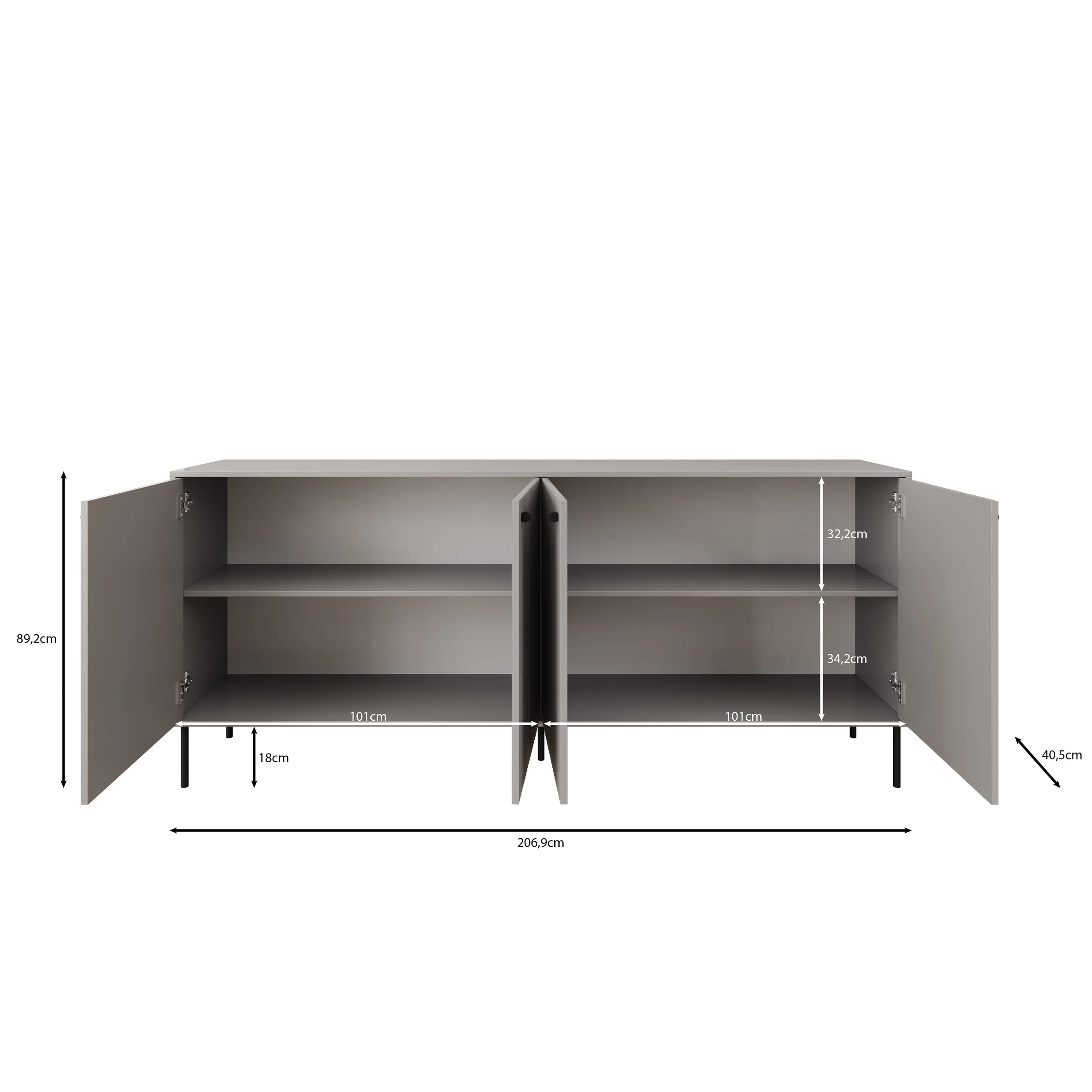 Ilux - Dressoir - Grijs - 207x41x89 cm - Image 5