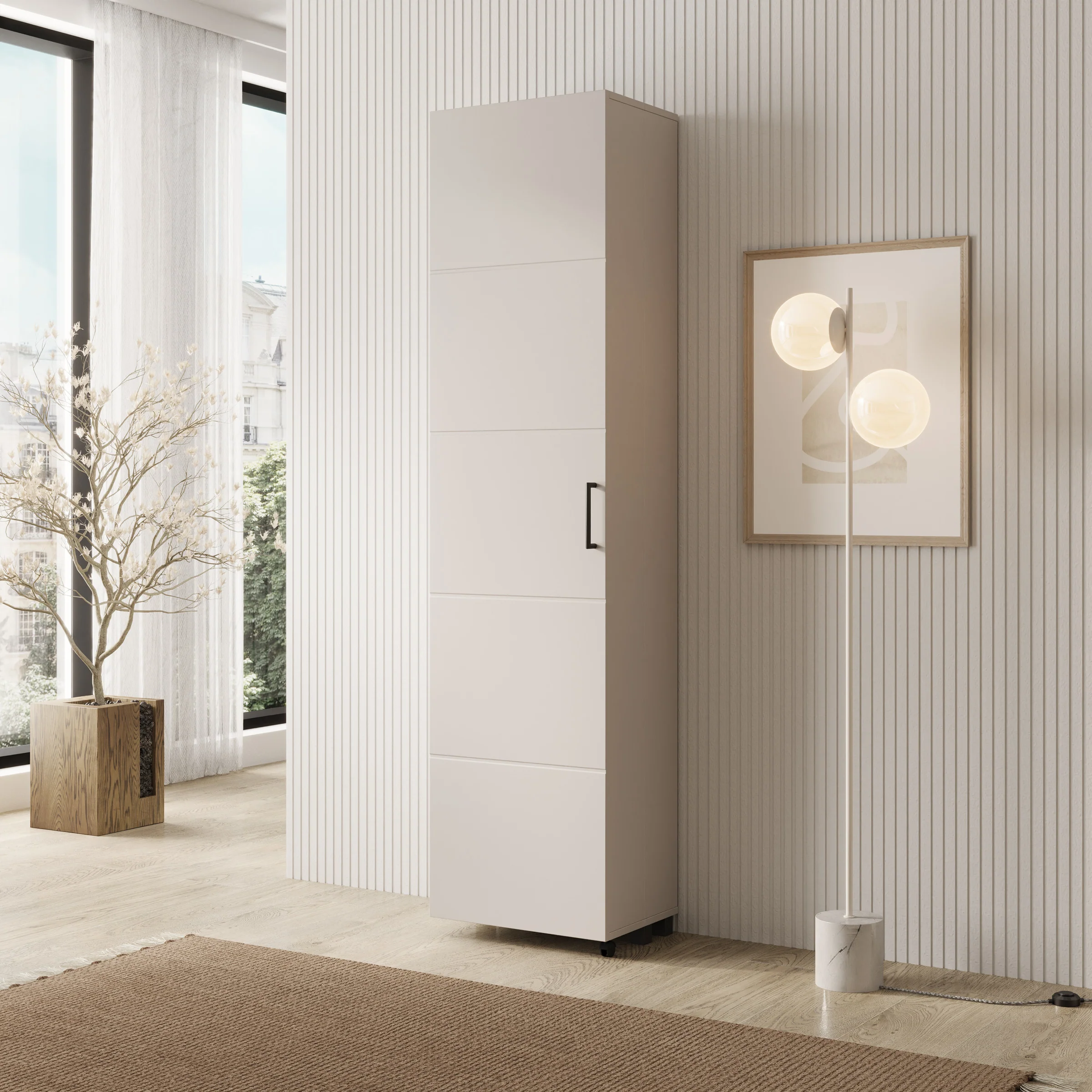 Inverly - Schoenenkast - Beige - 46x33x185 cm