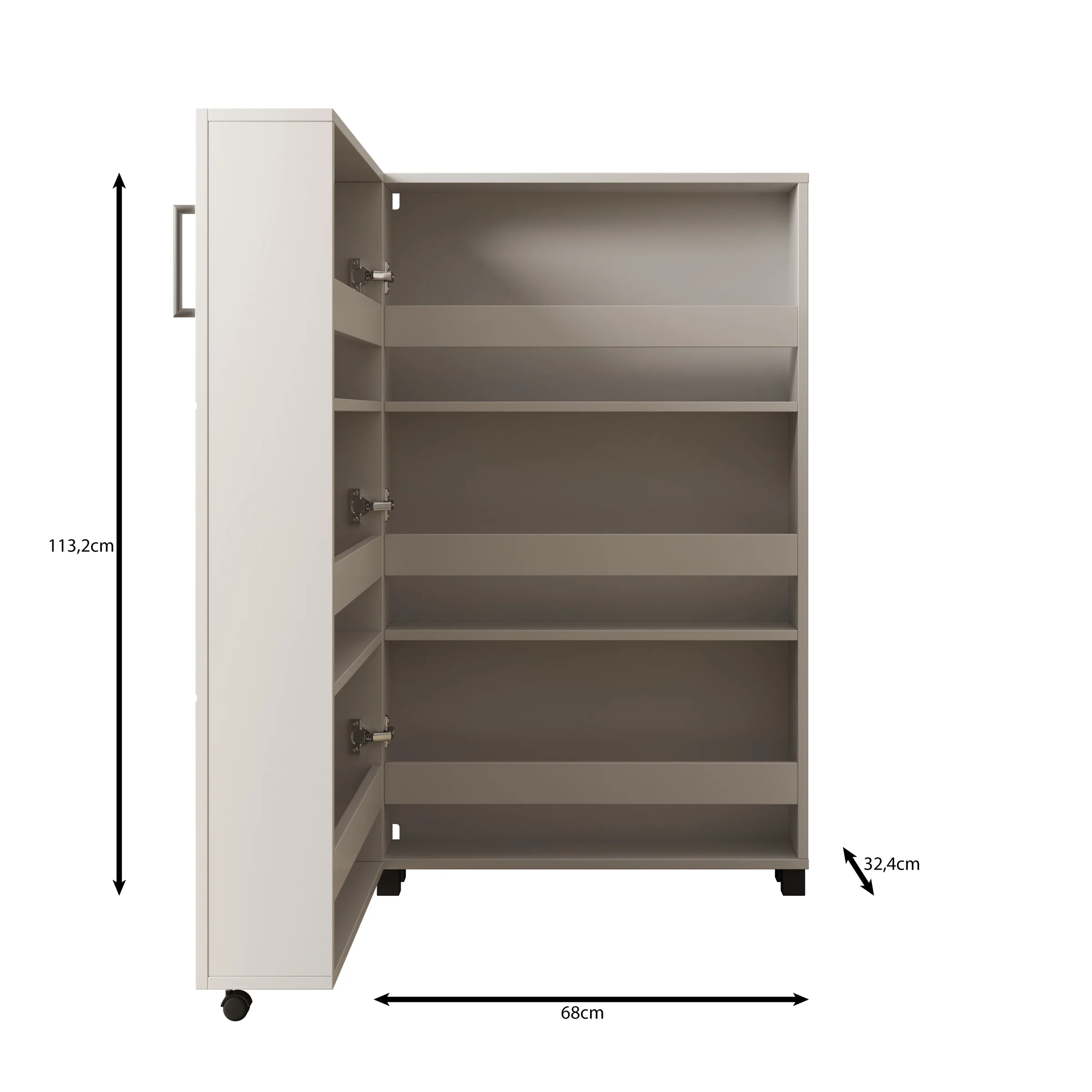Inverly - Schoenenkast - Wit - 68x33x113 cm - Image 6