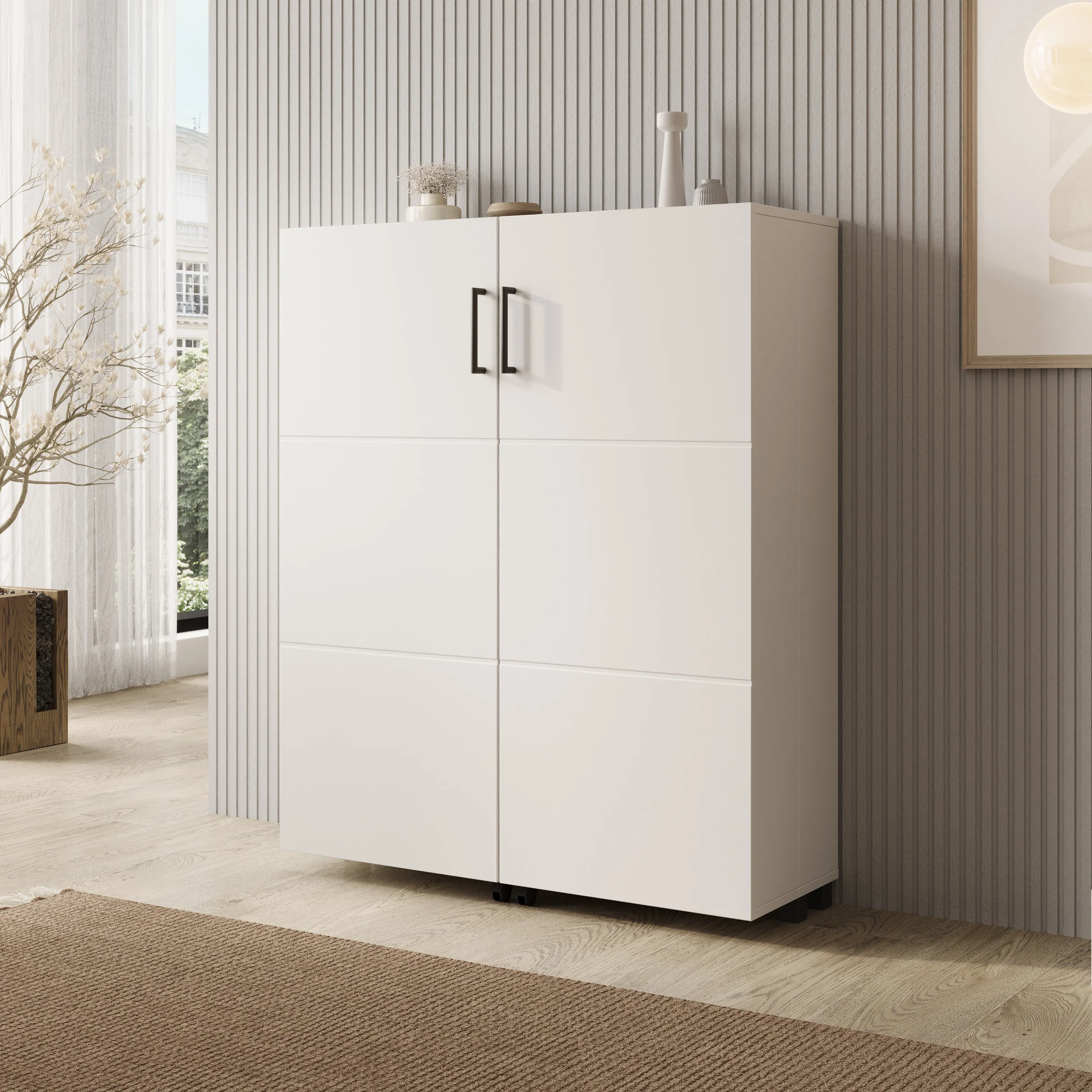 Inverly - Schoenenkast - Wit - 92x33x113 cm