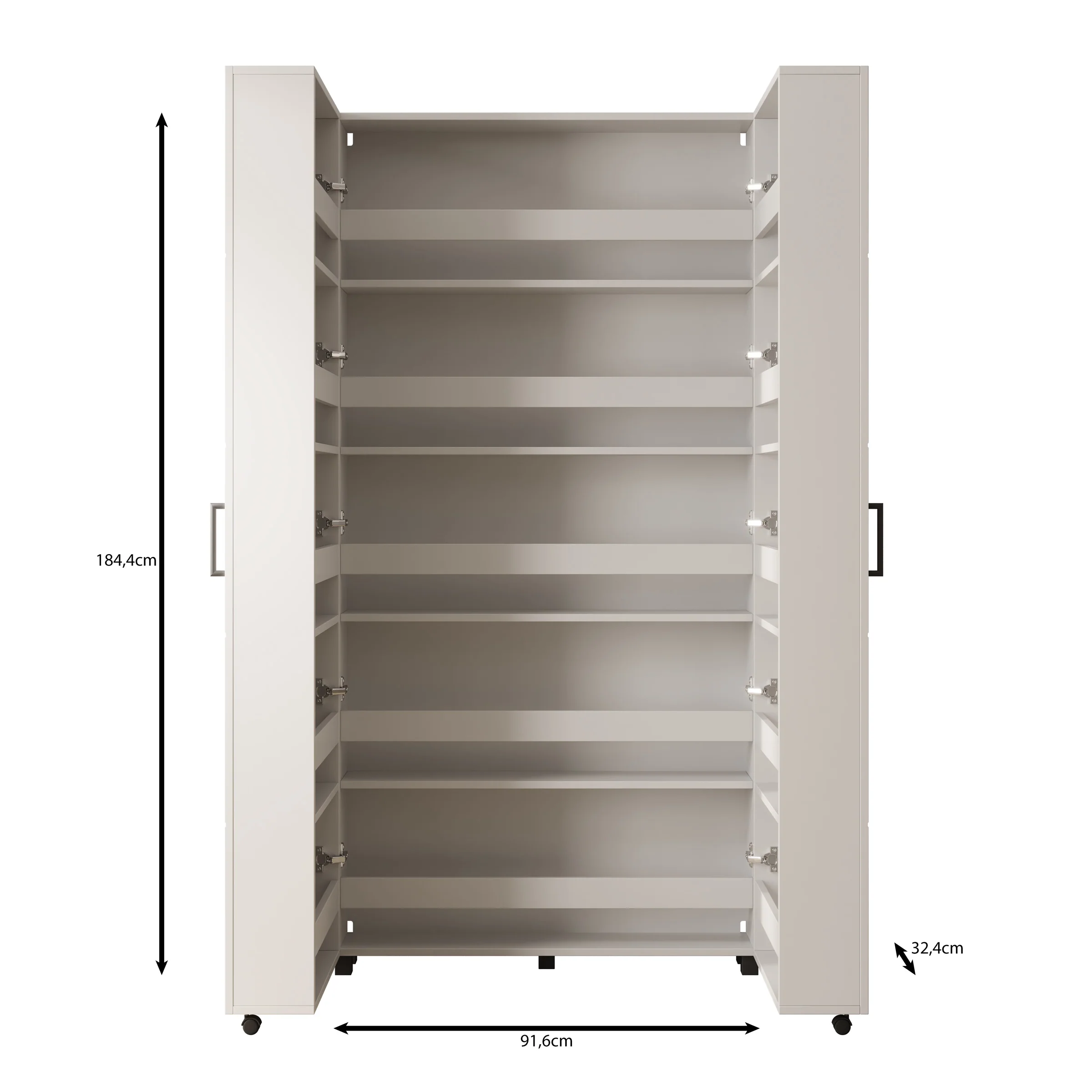 Inverly - Schoenenkast - Wit - 92x33x185 cm - Image 5