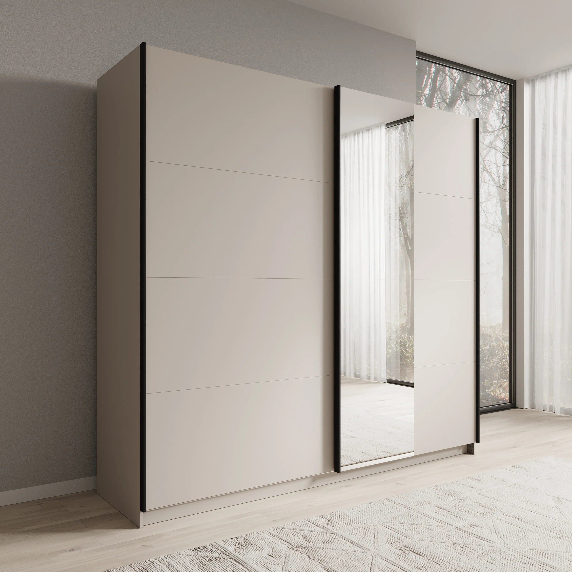 Isandro - Kledingkast - Beige - 220x62x211 cm