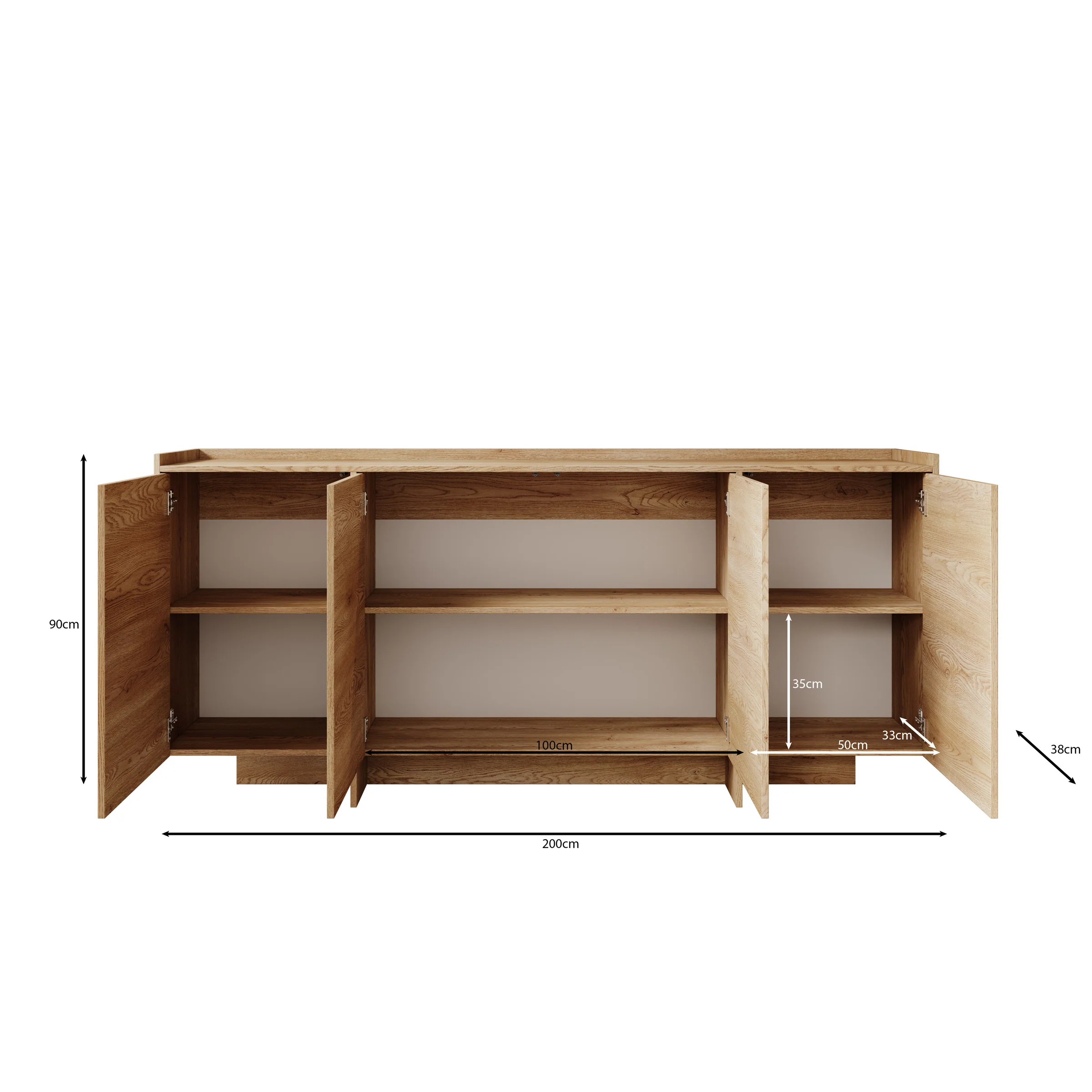 Jaxon - Dressoir - Eiken - 200x38x90 cm - Image 5