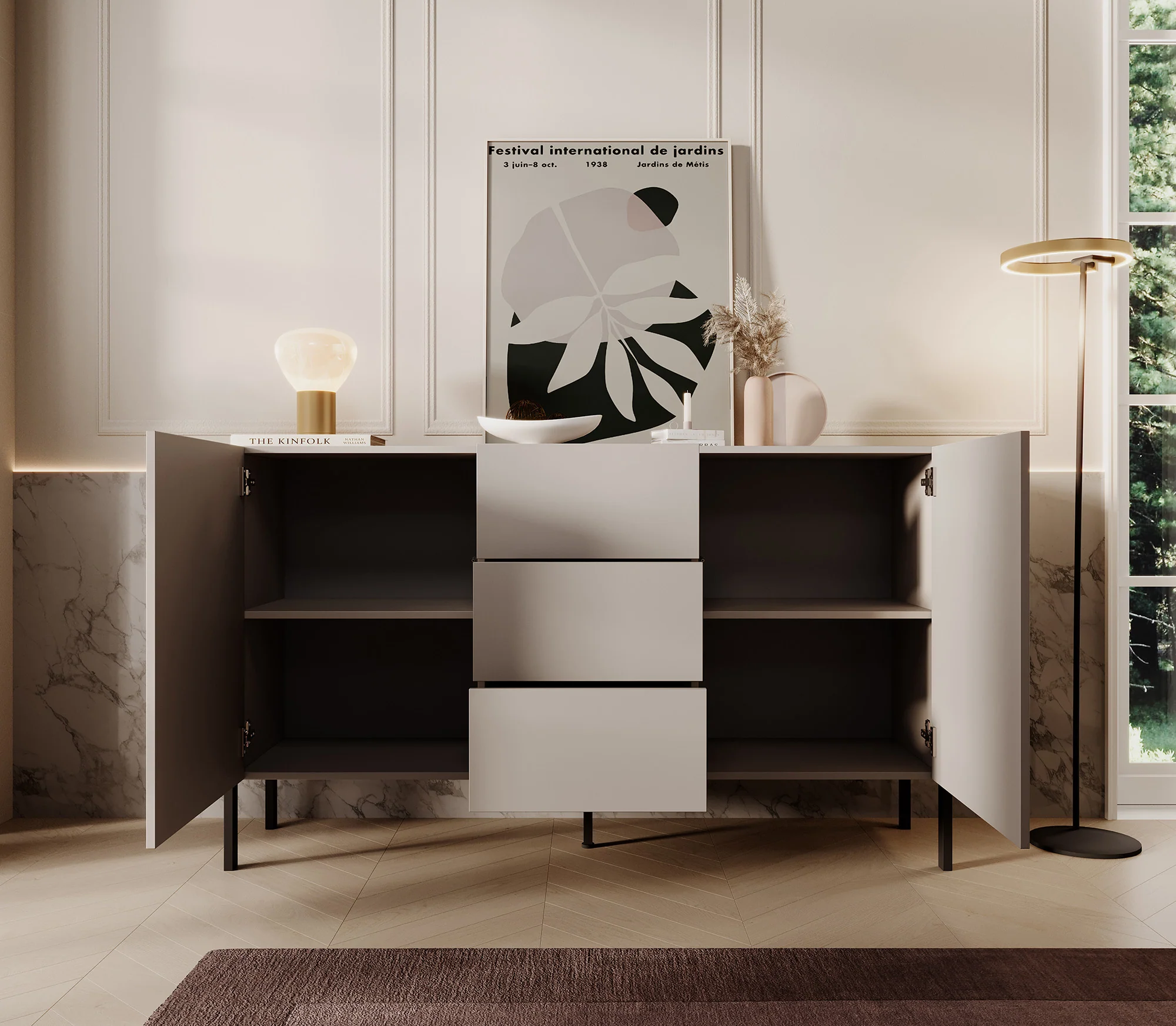 Jordy - Dressoir - Beige - 154x40x90 cm - Image 3