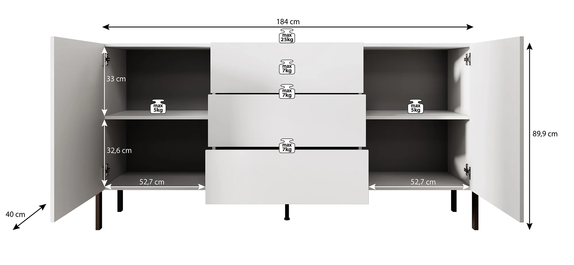 Jordy - Dressoir - Beige - 184x40x90 cm - Image 5