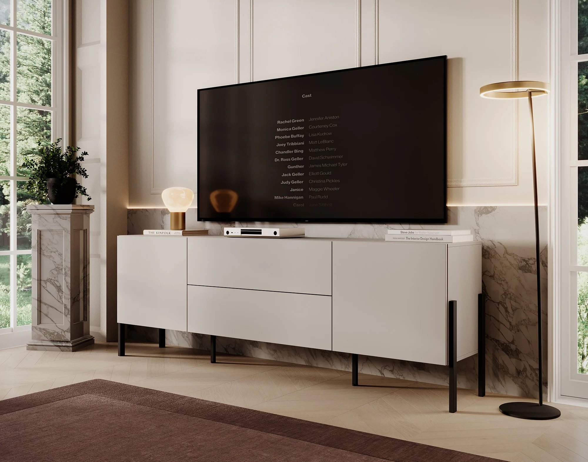 Jordy - TV-Meubel met 2 lades - Beige  - 204 cm