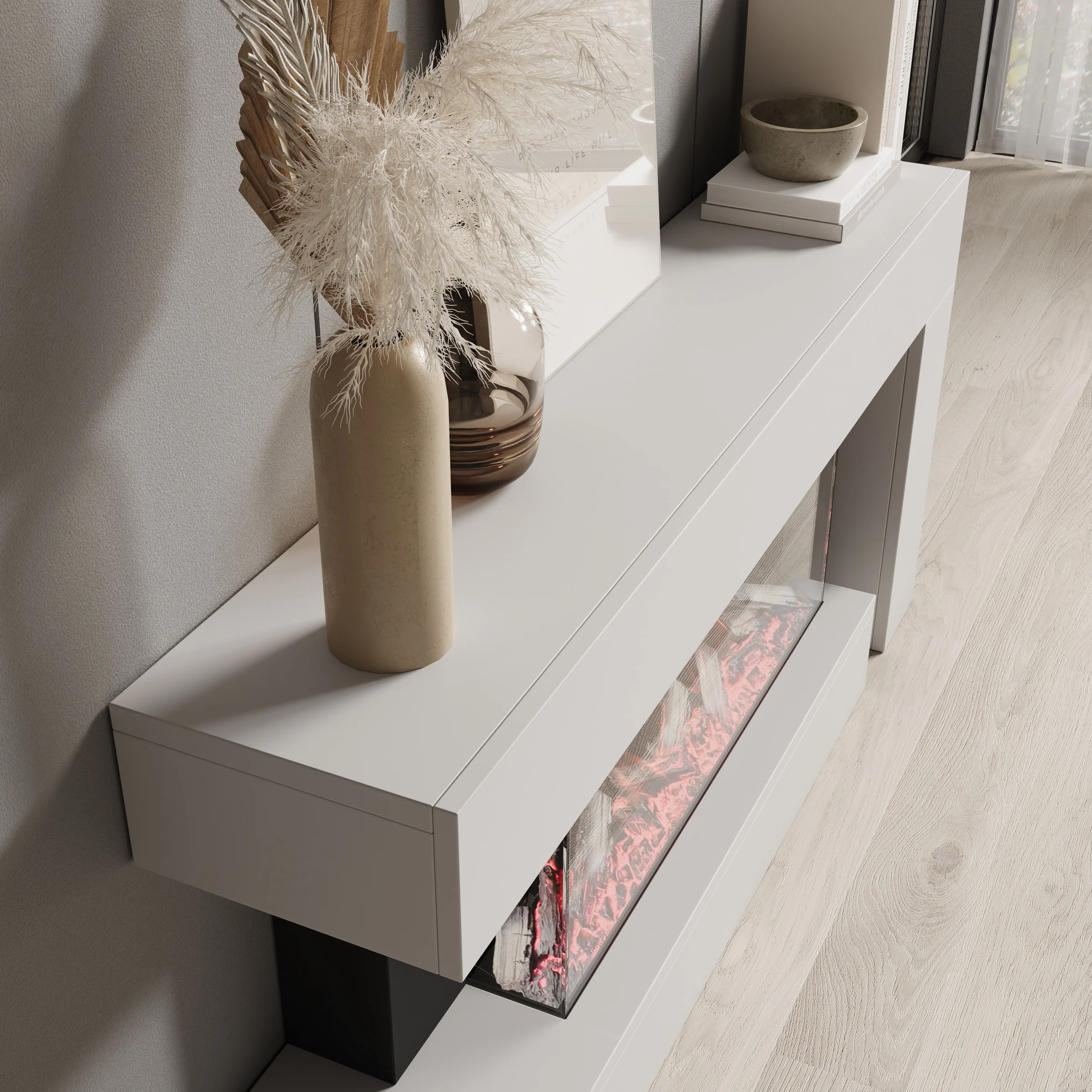 Jumea - Elektrische sfeerhaard - Wit - 120x23x56 cm - Image 4