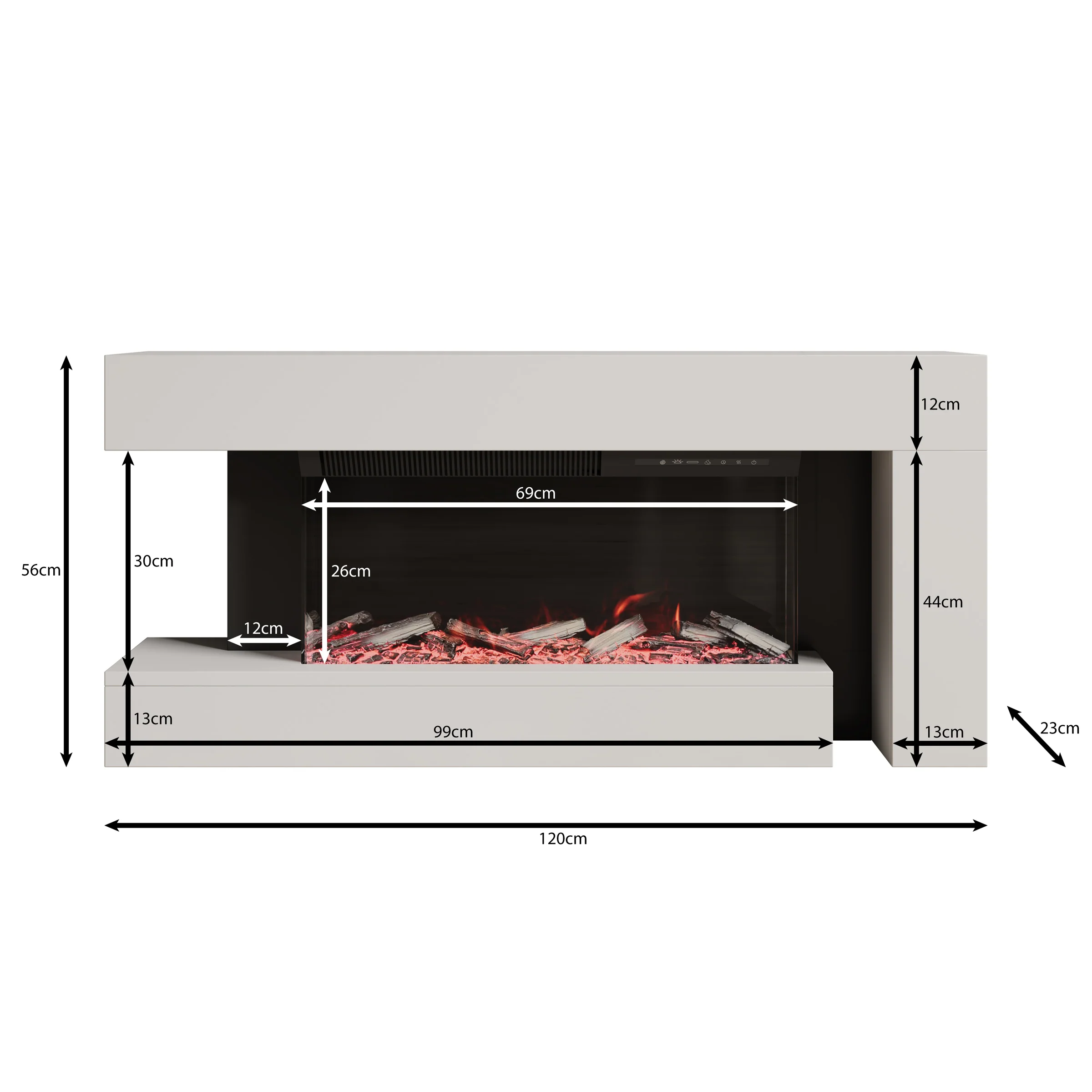 Jumea - Elektrische sfeerhaard - Wit - 120x23x56 cm - Image 5