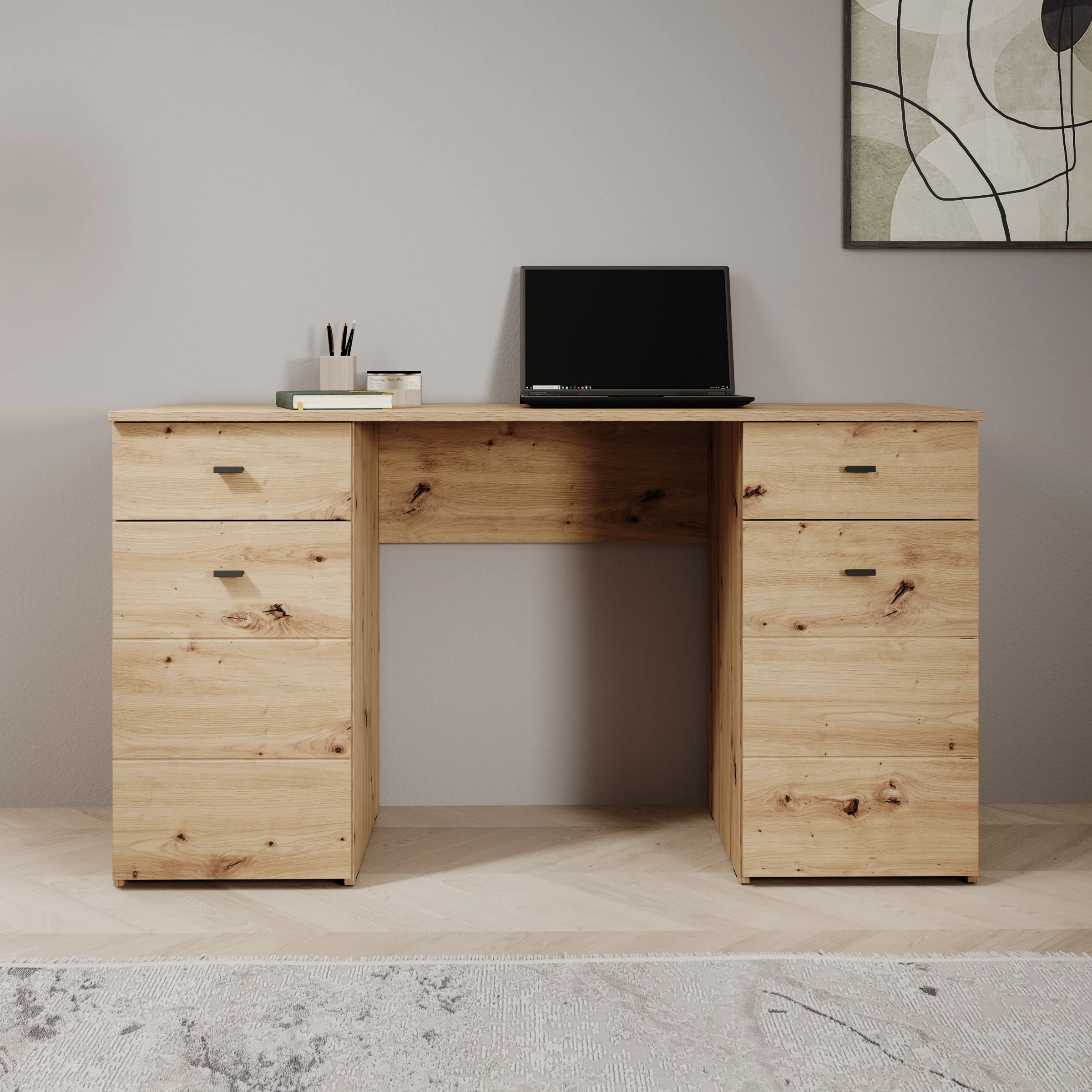Kano - Bureau - Eikenpatroon - 140x50x77 cm - Image 3