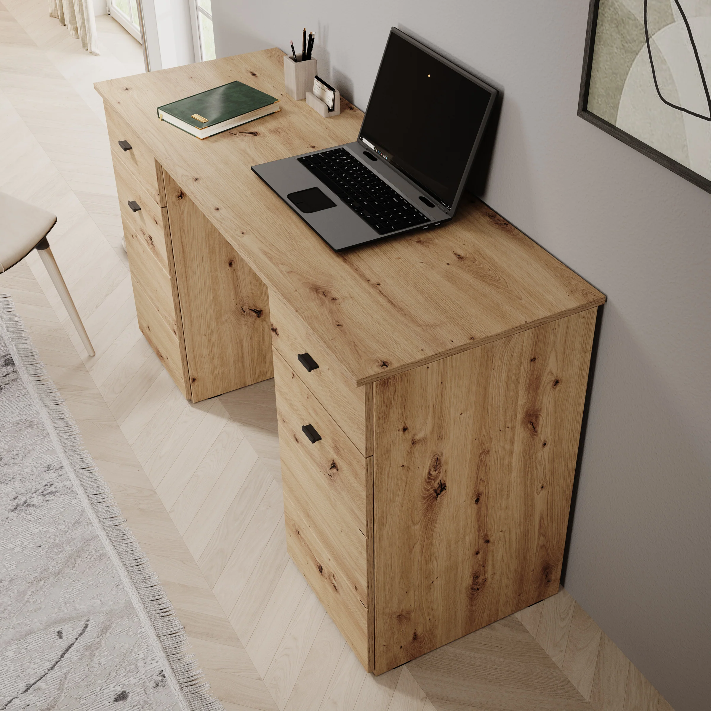 Kano - Bureau - Eikenpatroon - 140x50x77 cm - Image 5