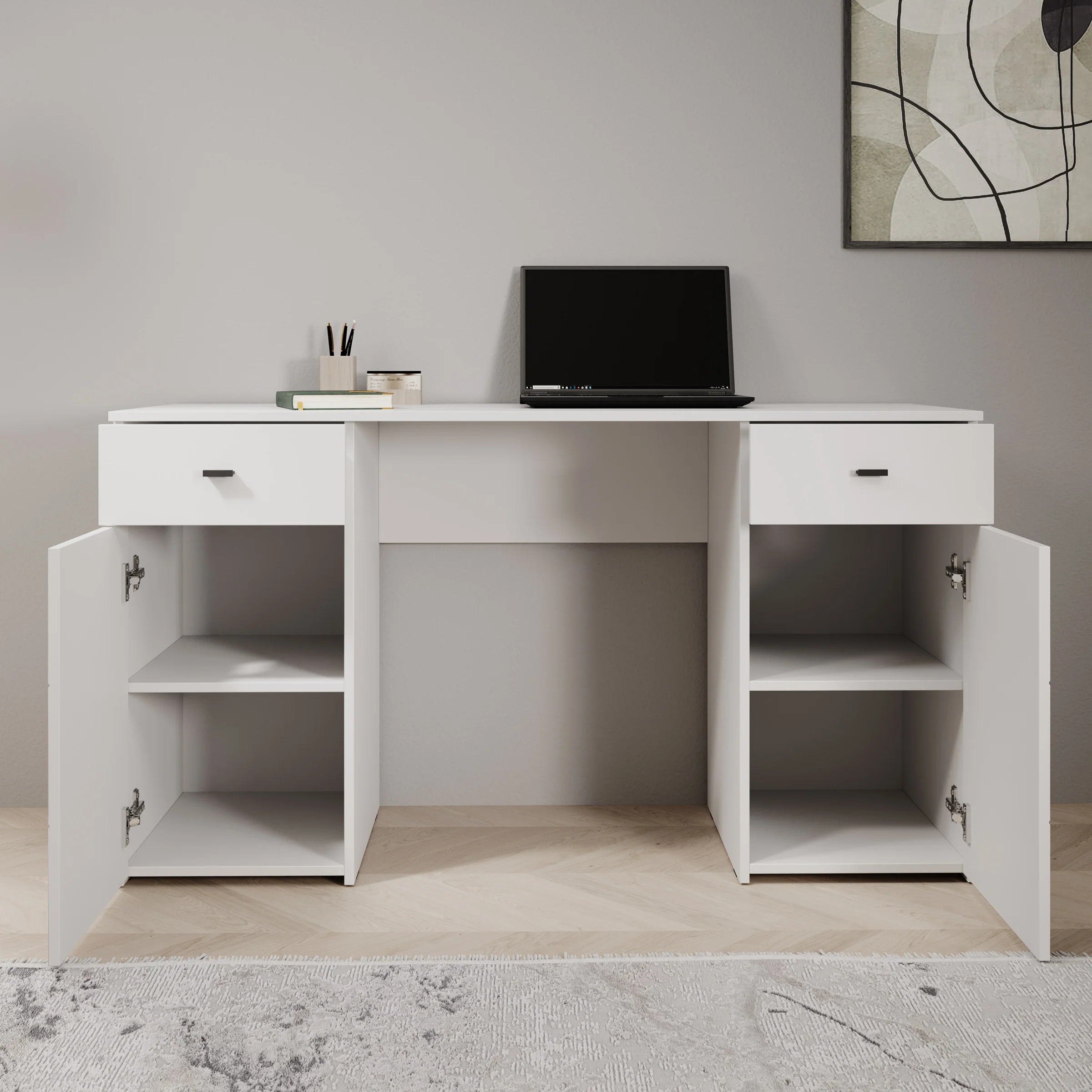 Kano - Bureau - Wit - 140x50x77 cm - Image 2