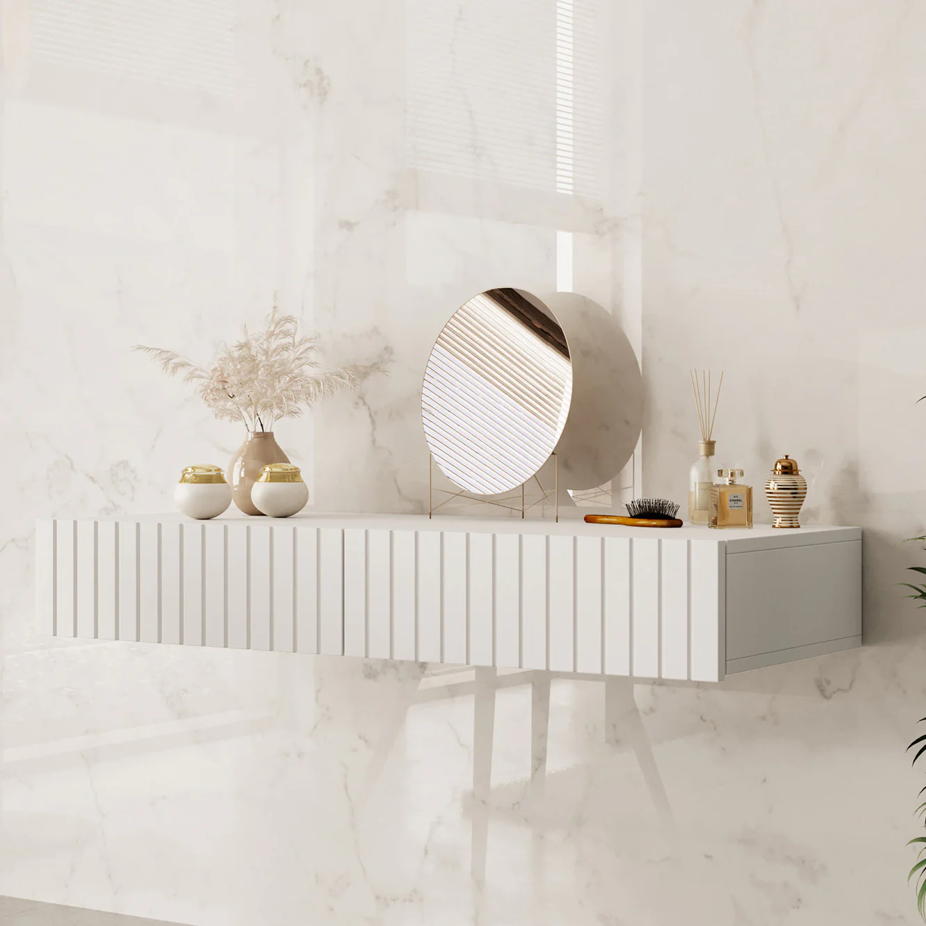 King - Kaptafel - Wit - 100x41 cm