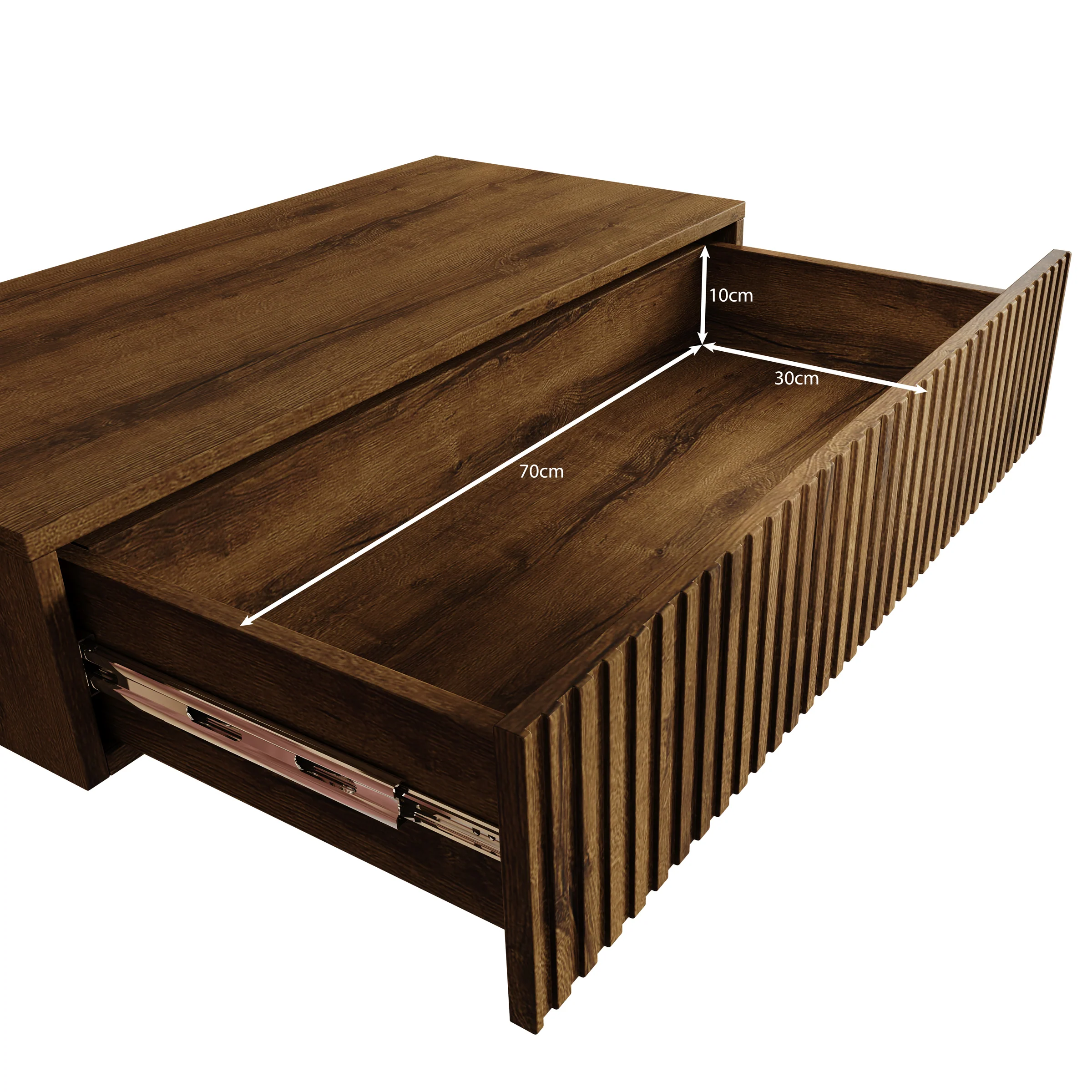 Tartagal - Kaptafel met spiegel - Donkerbruin eiken - 80x42 cm - Image 6
