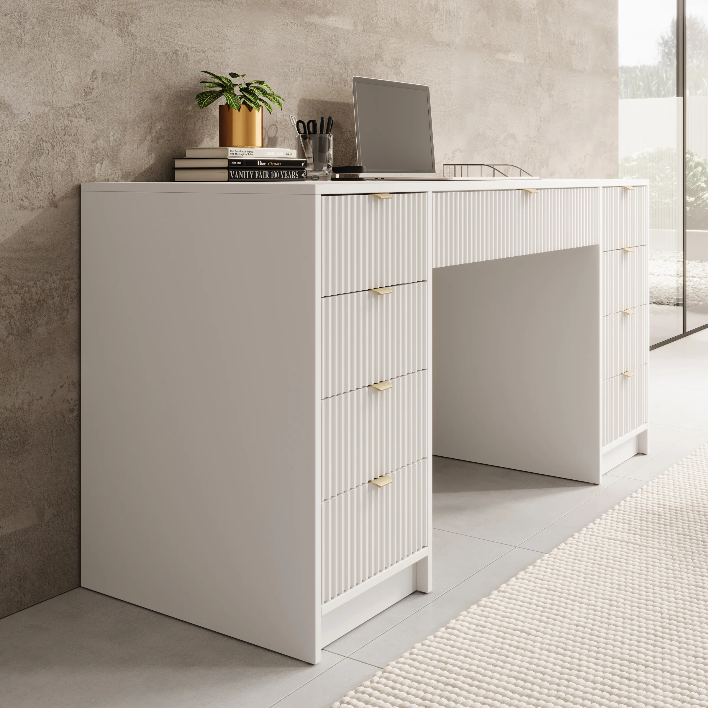 Tavares 2 - Kaptafel - Wit - 154x55x76 cm - Image 4