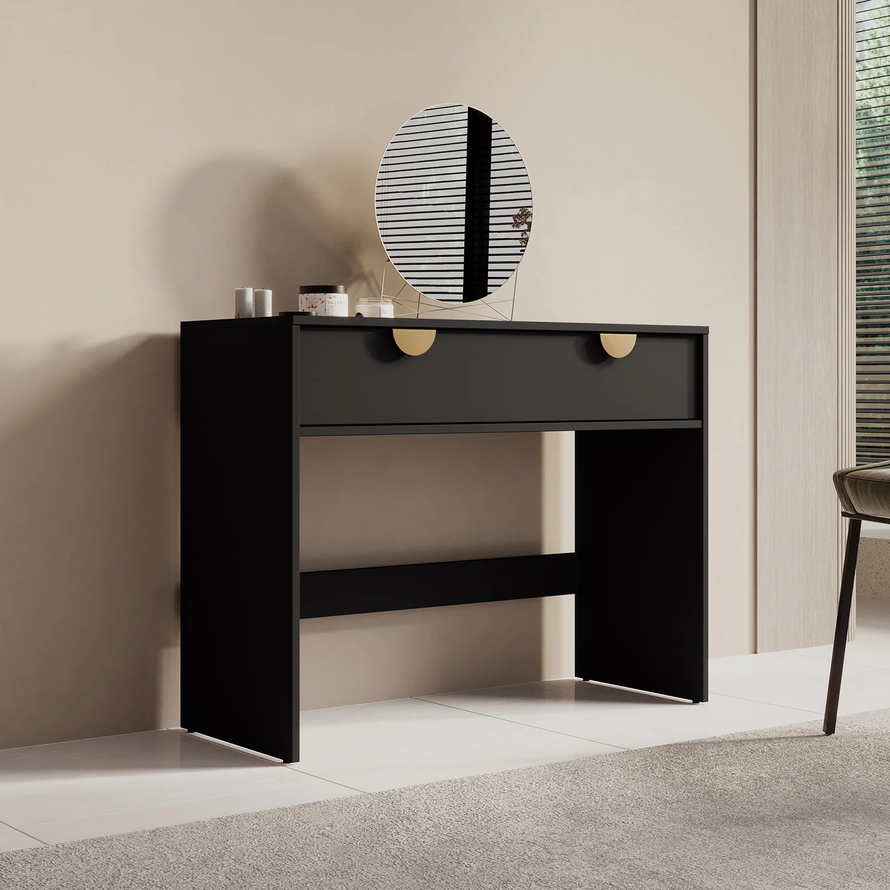 Veerle - Kaptafel - Zwart - 100x40 cm
