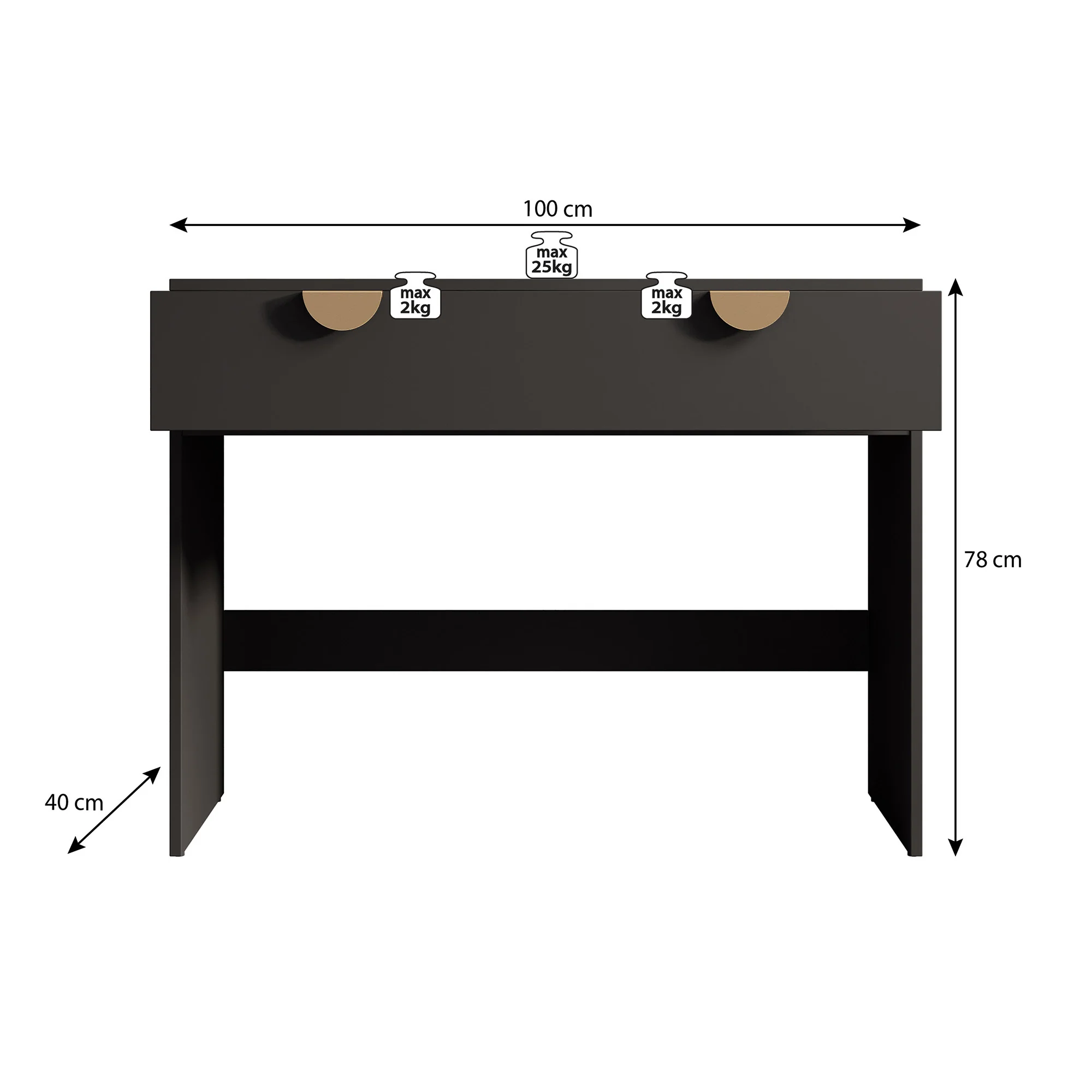 Veerle - Kaptafel - Zwart - 100x40 cm - Image 5