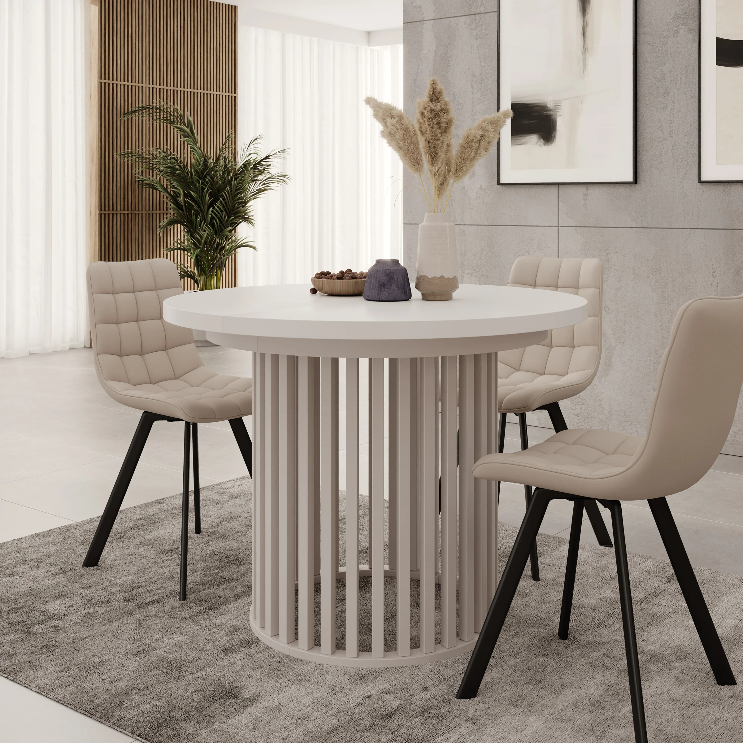 Kaya - Eetkamertafel - Wit/Beige - Uitschuifbaar - 100/150/200x76 cm