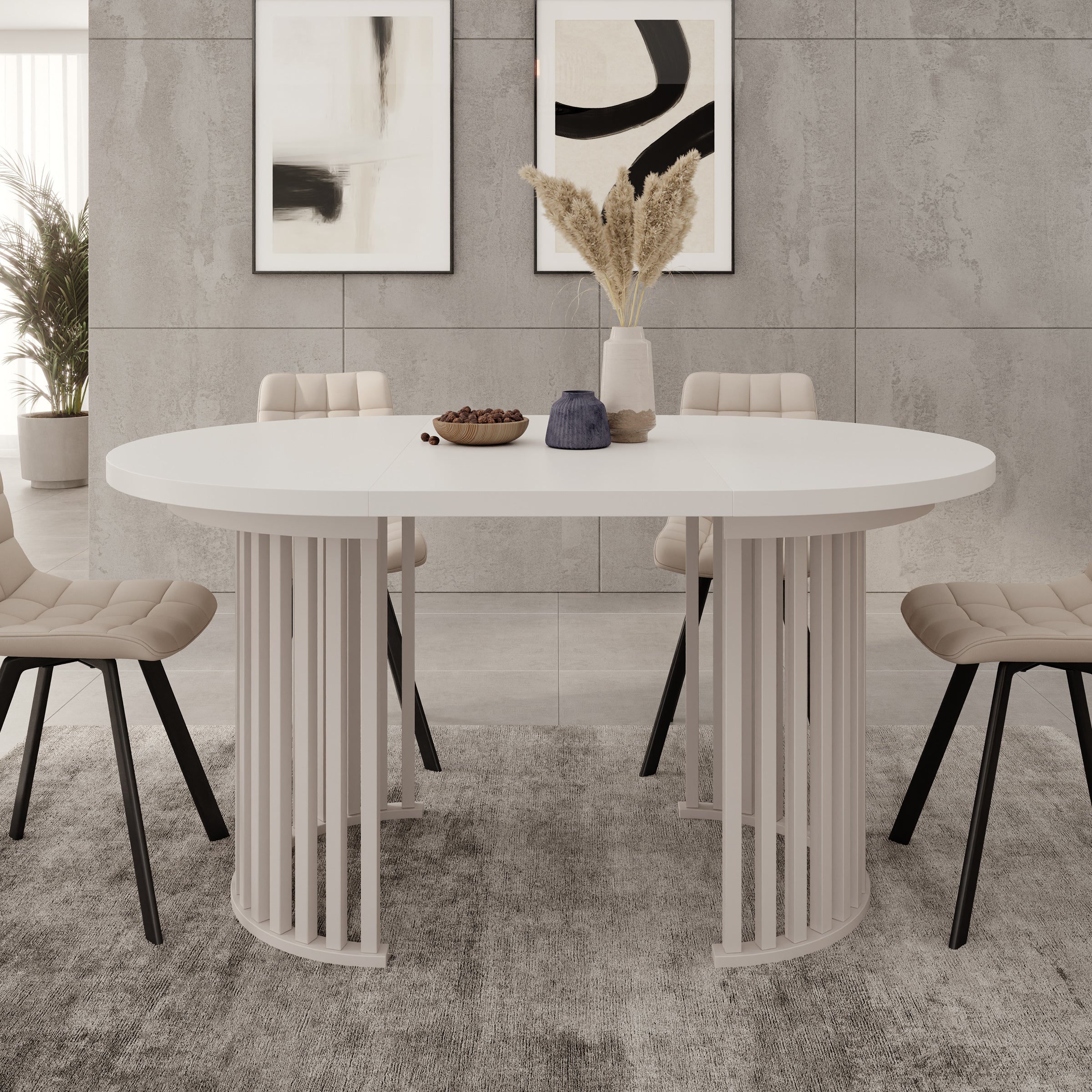Kaya - Eetkamertafel - Wit/Beige - Uitschuifbaar - 100/150/200x76 cm - Image 4