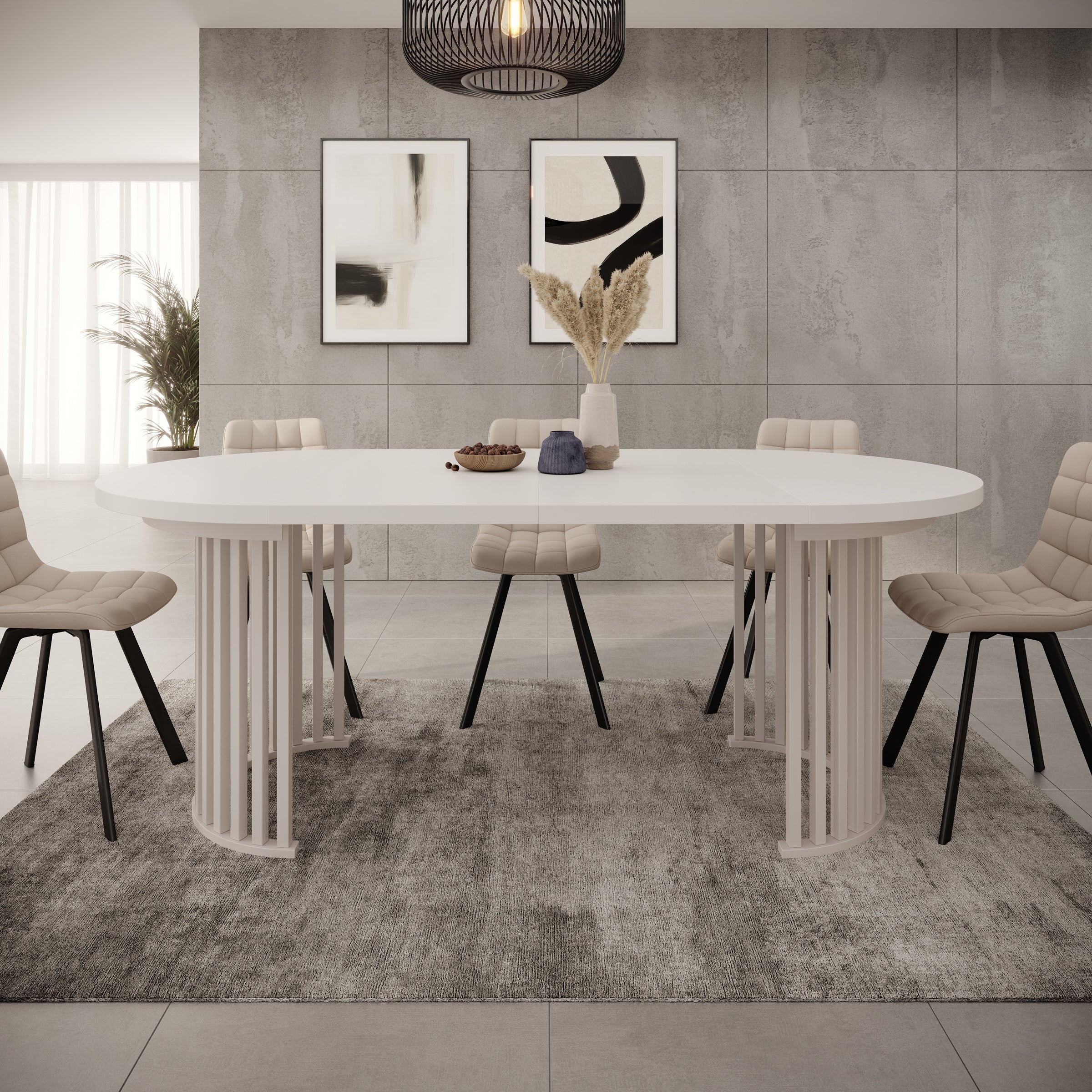 Kaya - Eetkamertafel - Wit/Beige - Uitschuifbaar - 100/150/200x76 cm - Image 5