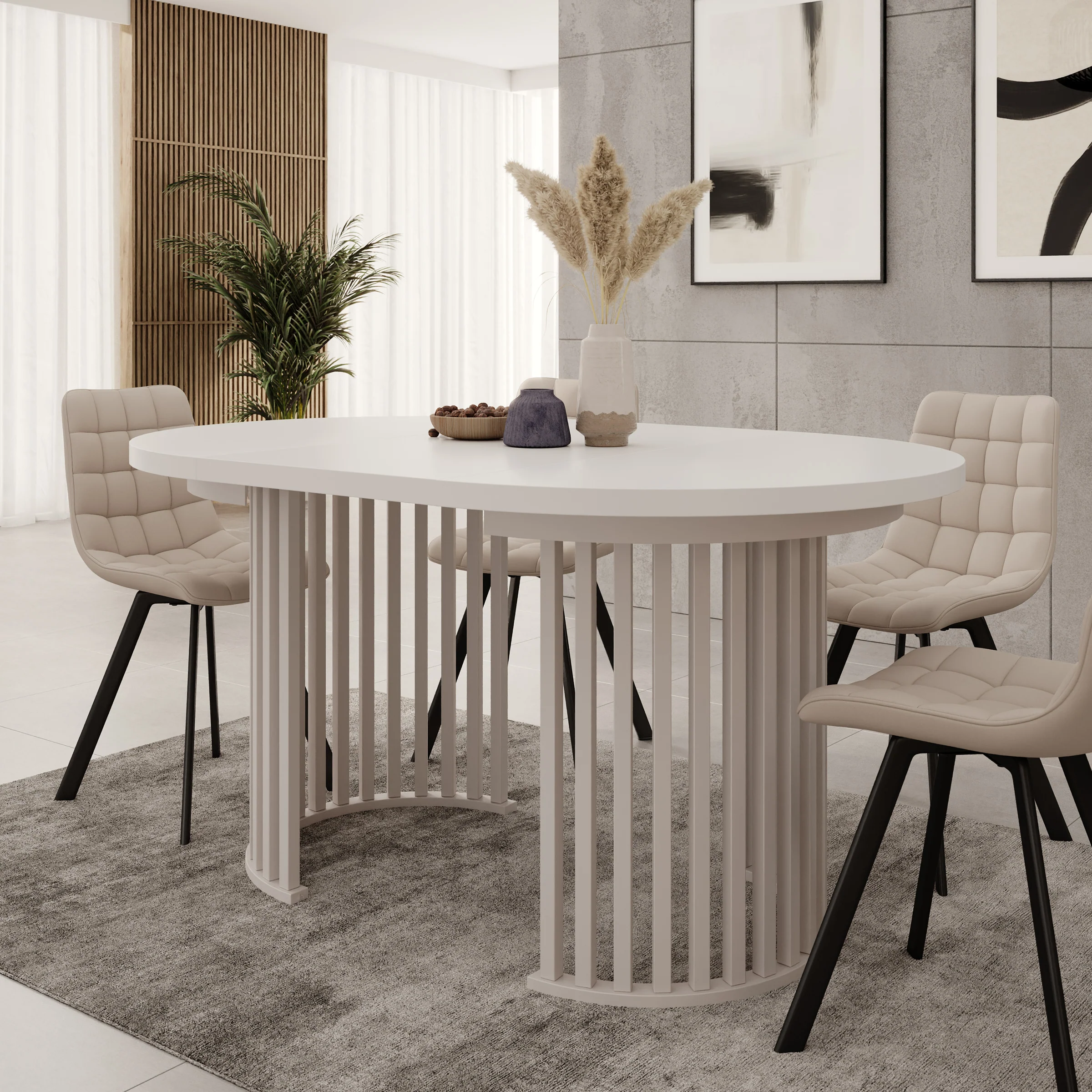 Kaya - Eetkamertafel - Wit/Beige - Uitschuifbaar - 100/150/200x76 cm - Image 6
