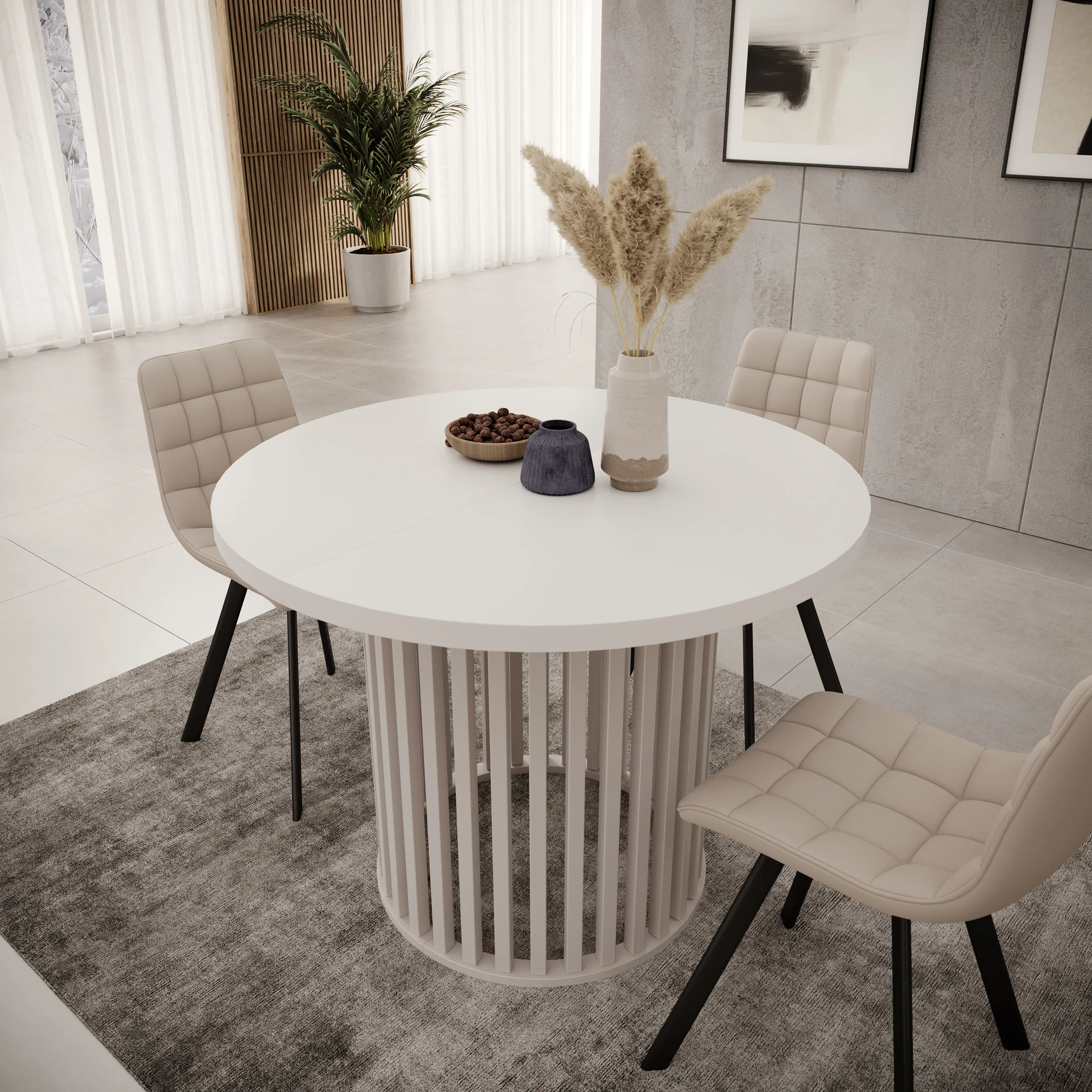 Kaya - Eetkamertafel - Wit/Beige - Uitschuifbaar - 100/150/200x76 cm - Image 7