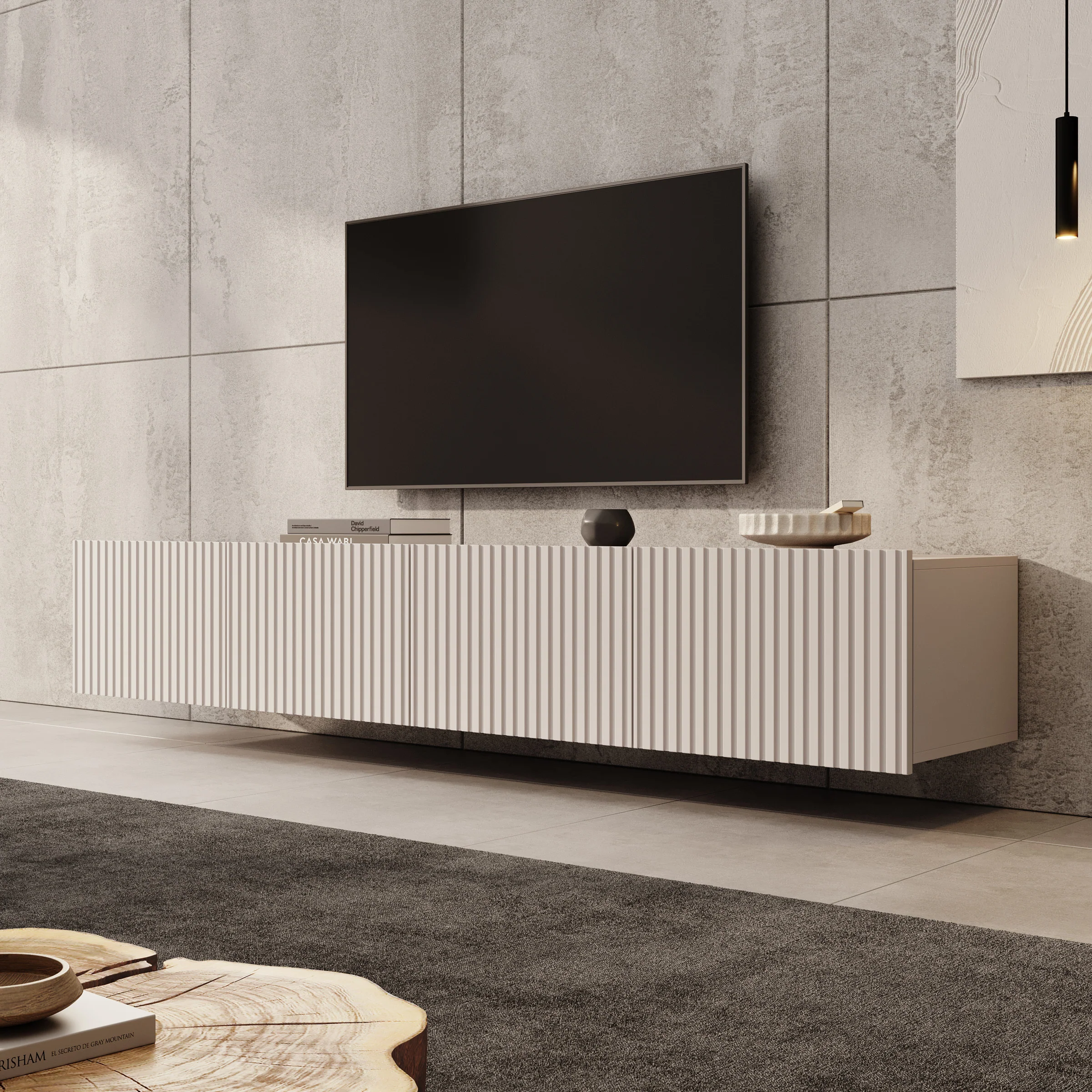 Kenderes - TV-Meubel - Beige - 200x41x38 cm