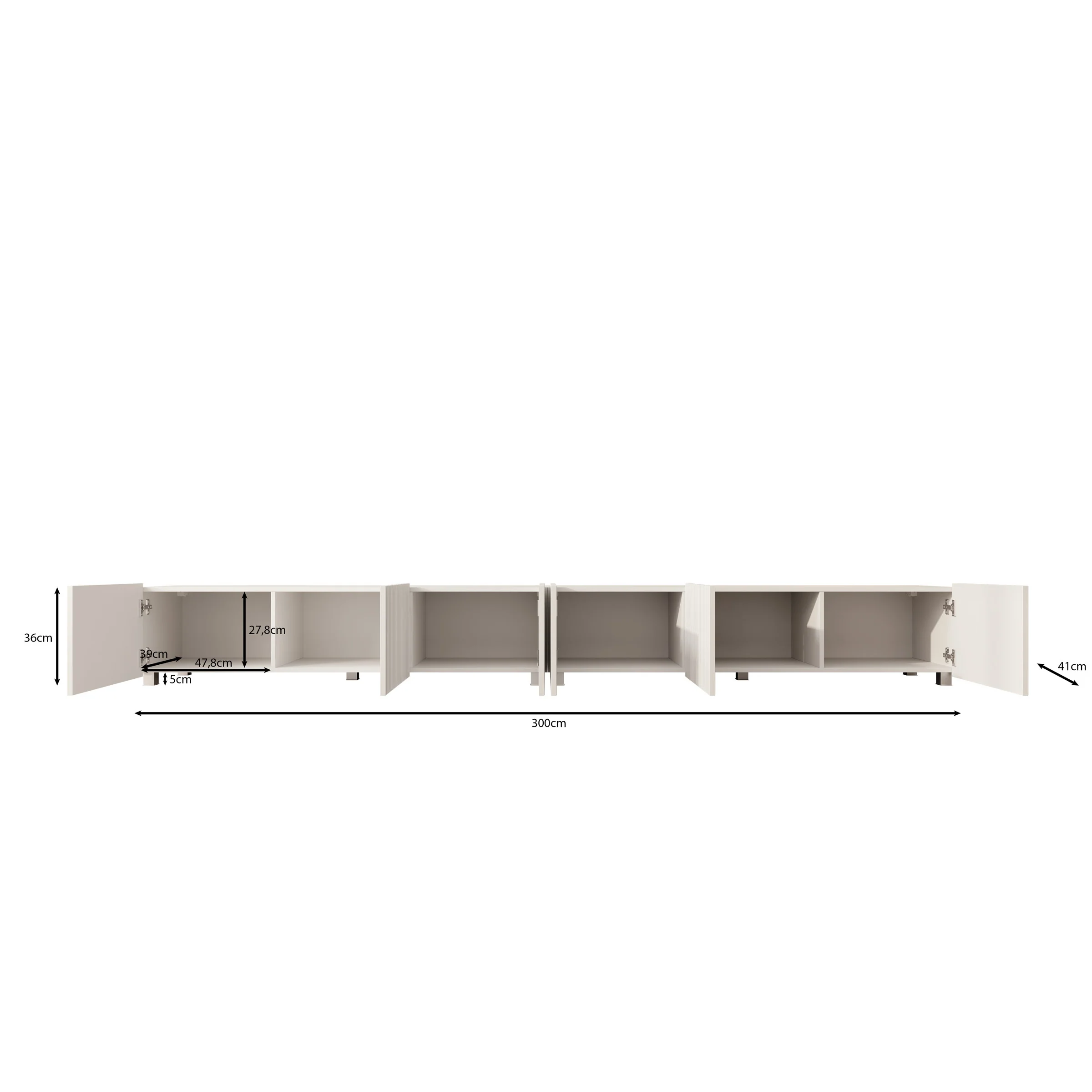 Kenderes - TV-Meubel - Beige - 300x41x38 cm - Image 6