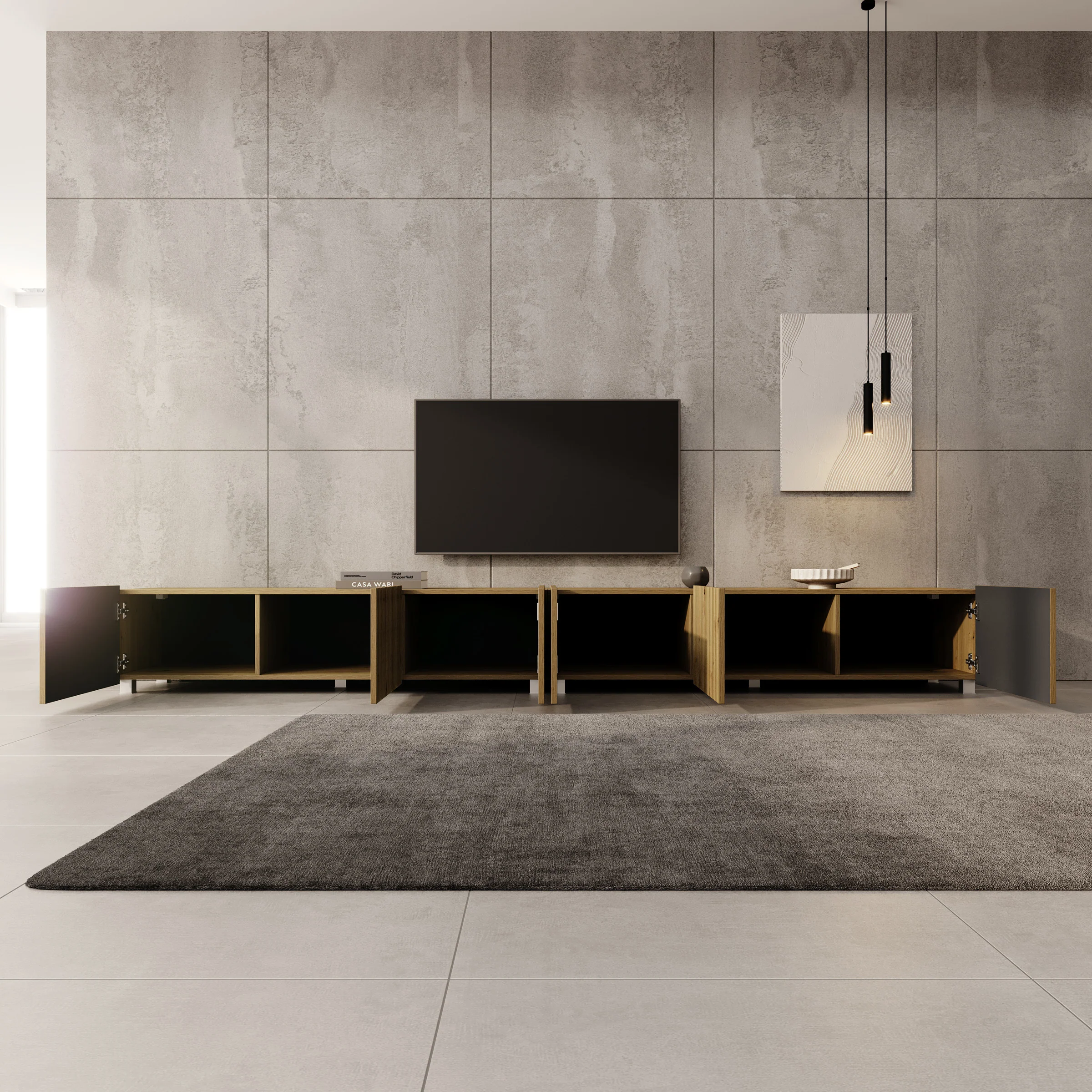 Kenderes - TV-Meubel - Eiken  - 300x41x38 cm - Image 2
