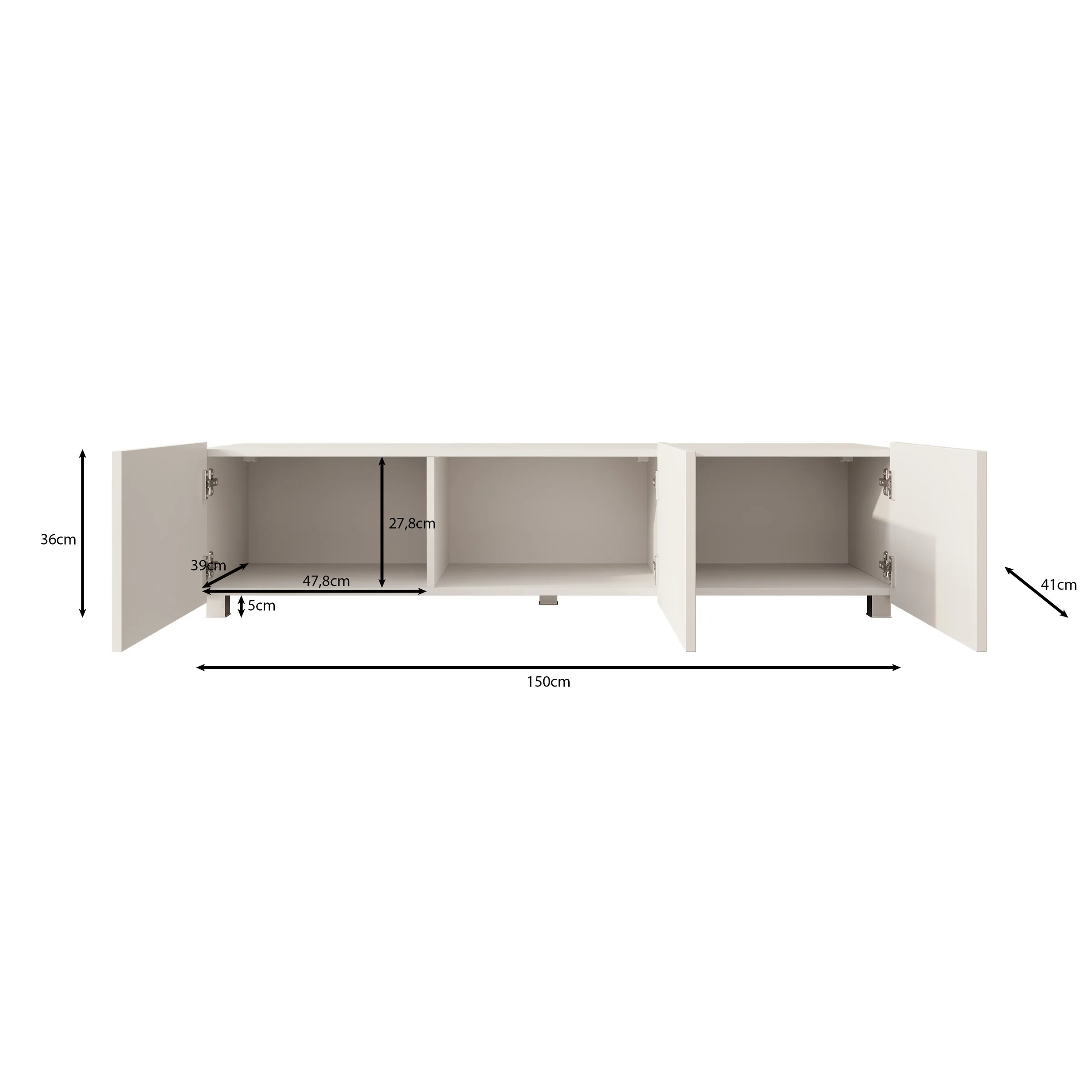 Kenderes - TV-Meubel - Wit - 150x41x38 cm - Image 6