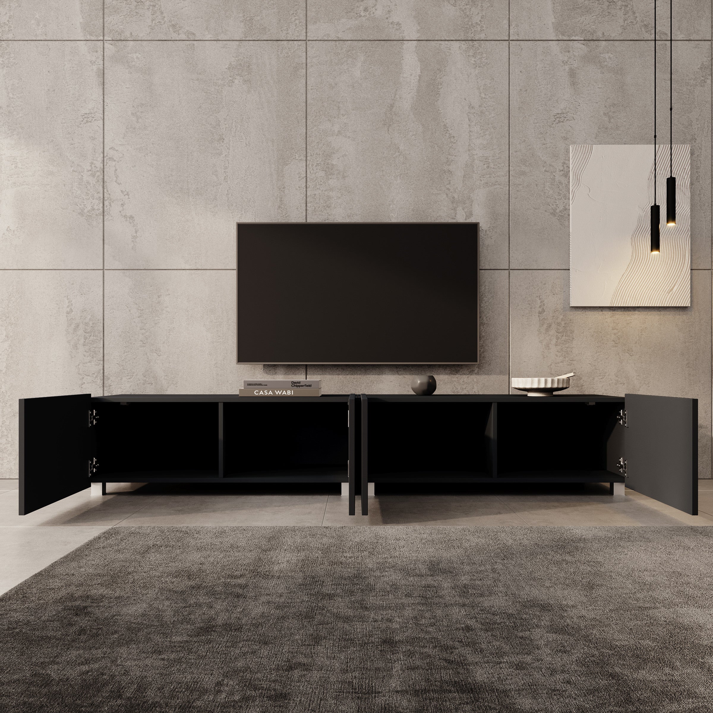 Kenderes - TV-Meubel - Zwart - 200x41x38 cm - Image 2