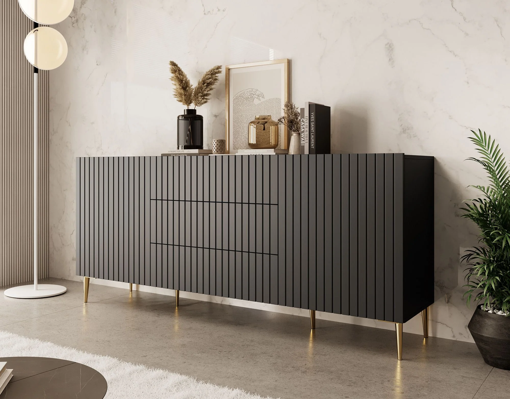 King - Dressoir - Zwart - 180x45x80 cm