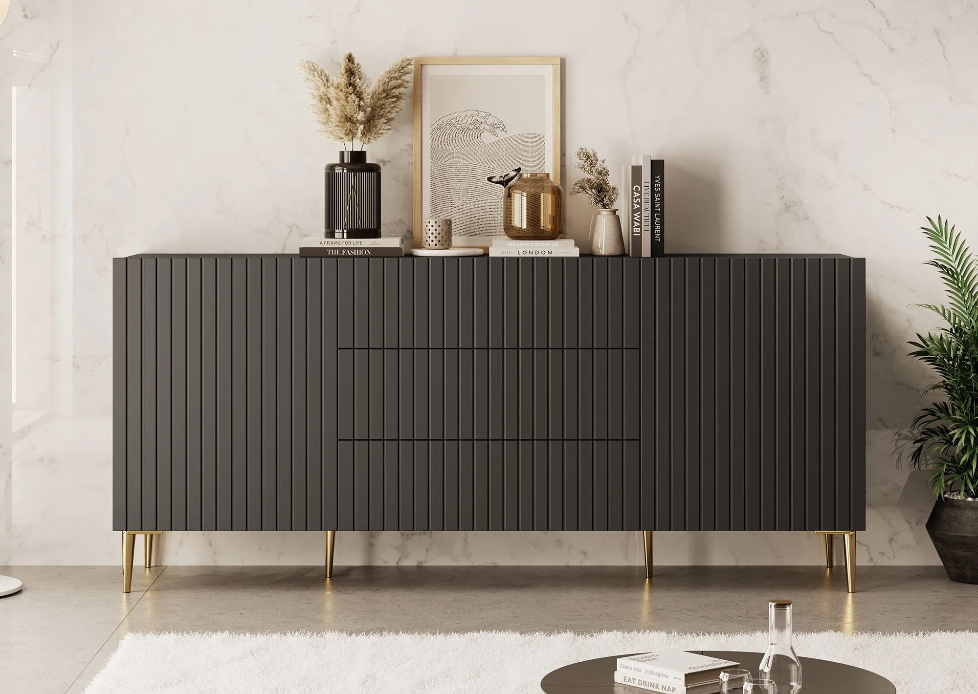 King - Dressoir - Zwart - 180x45x80 cm - Image 2