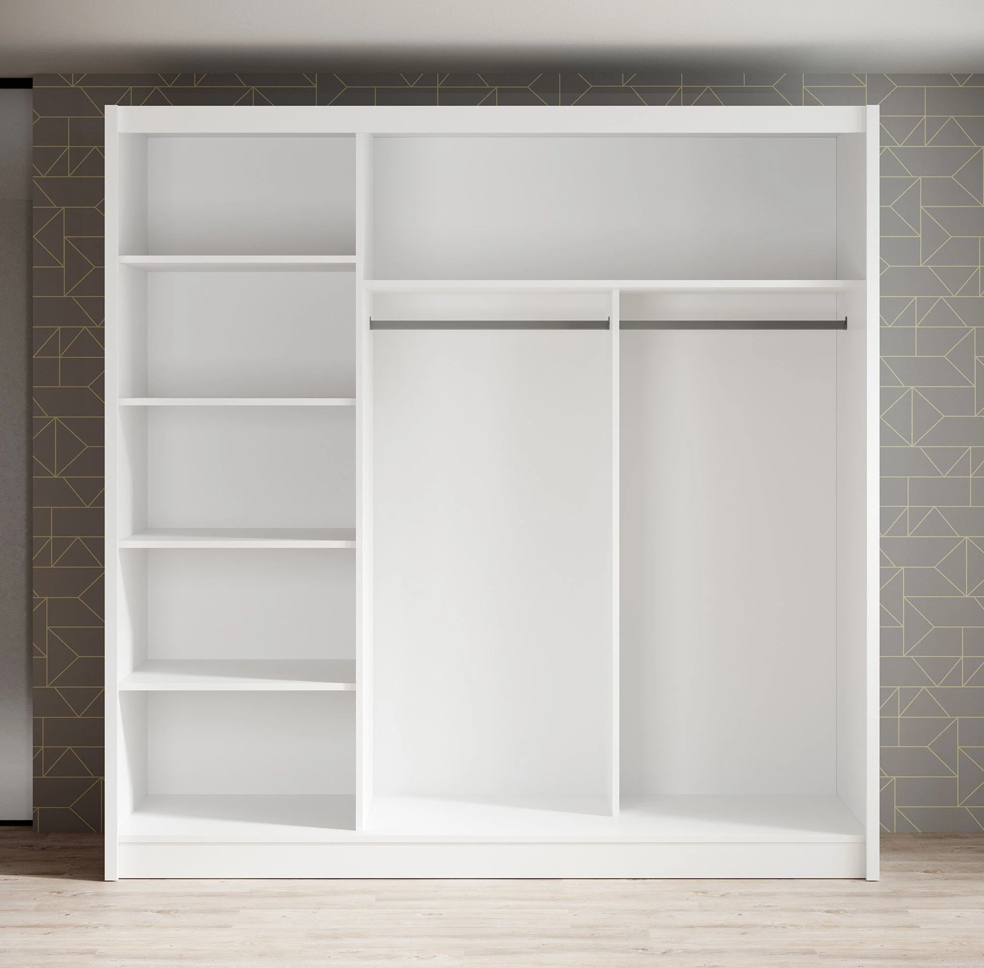 Alcamo 3 - Kledingkast met schuifdeuren - Wit - 205x63x205 cm - Image 5