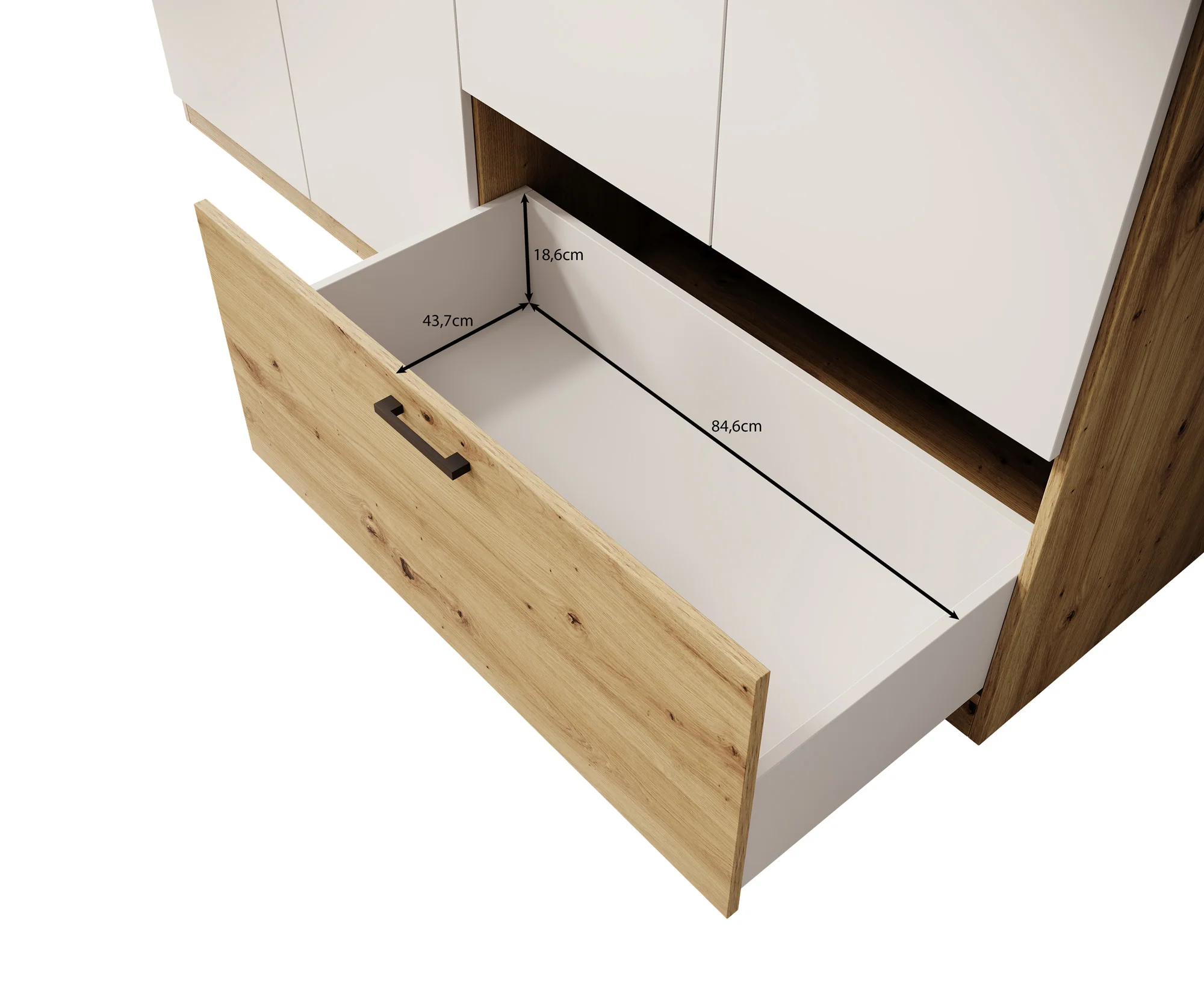 Audrey - Kledingkast 4-deurs en spiegel - Wit - 180x54x210 cm - Image 6