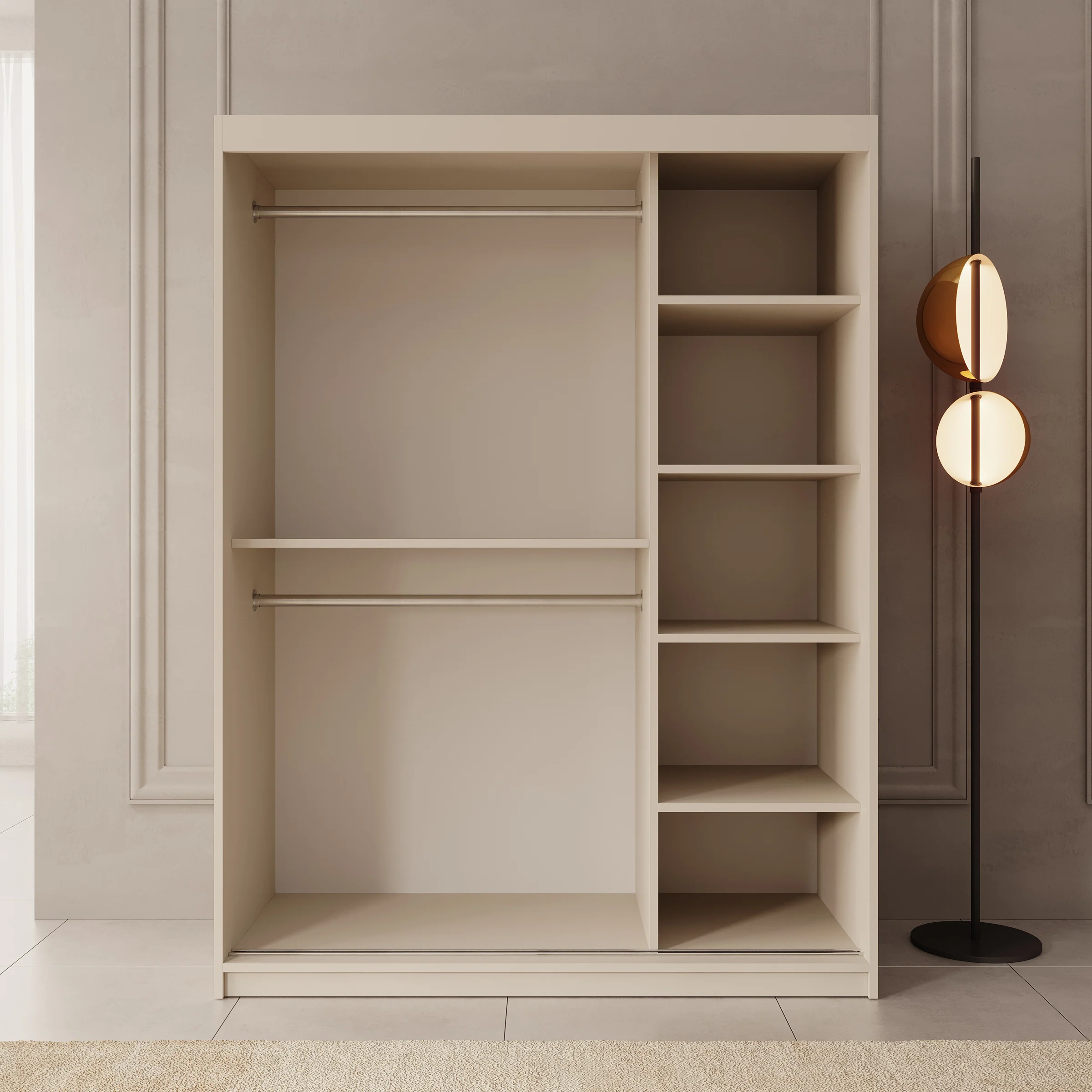 Azai - Kledingkast met schuifdeuren - Beige - 150x62x200 cm - Image 2