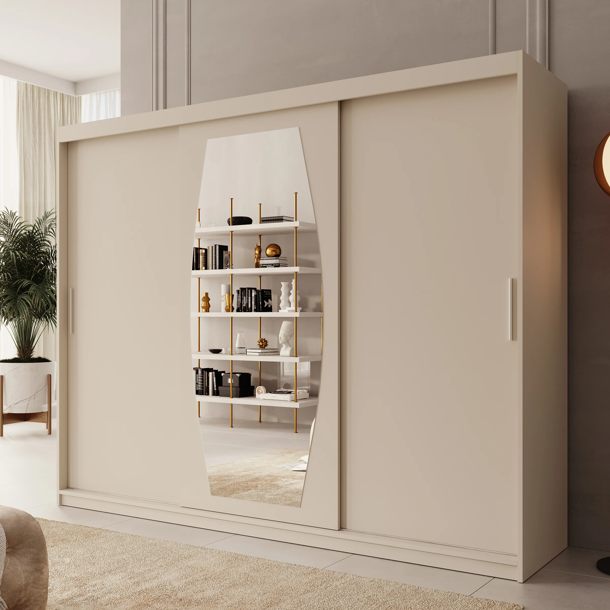 Azai - Kledingkast met schuifdeuren - Beige - 250x62x200 cm