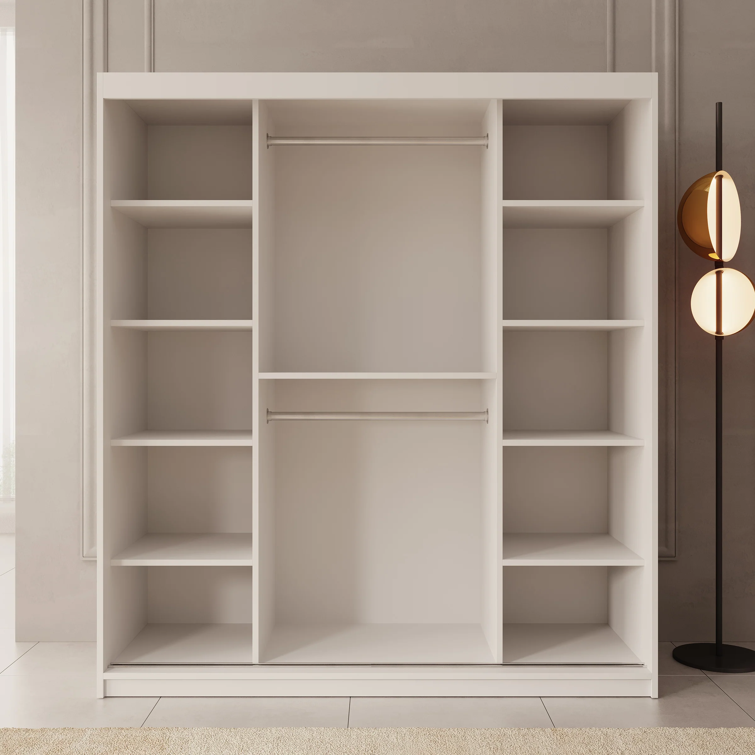 Azai - Kledingkast met schuifdeuren - Wit - 180x62x200 cm - Image 2