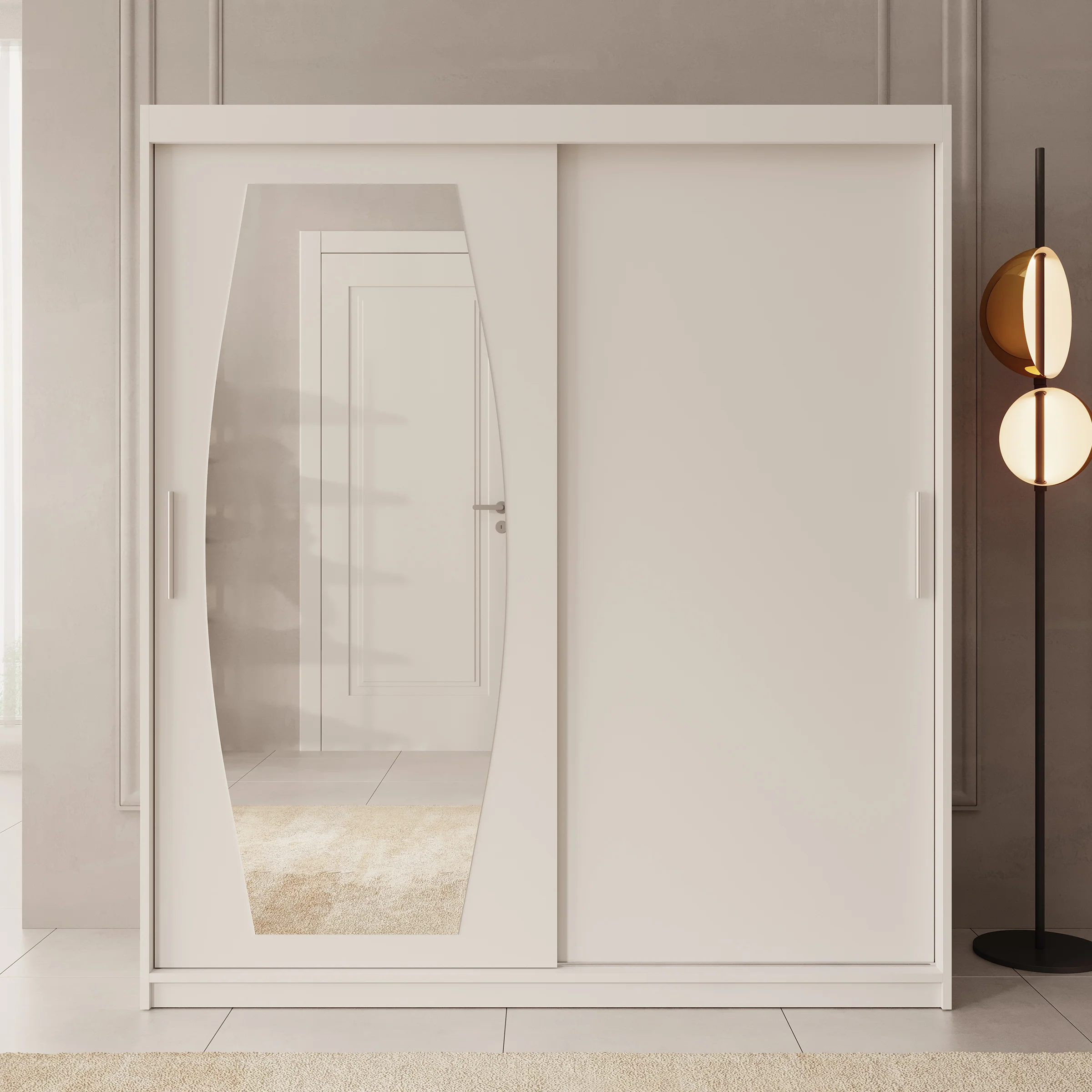 Azai - Kledingkast met schuifdeuren - Wit - 180x62x200 cm - Image 3