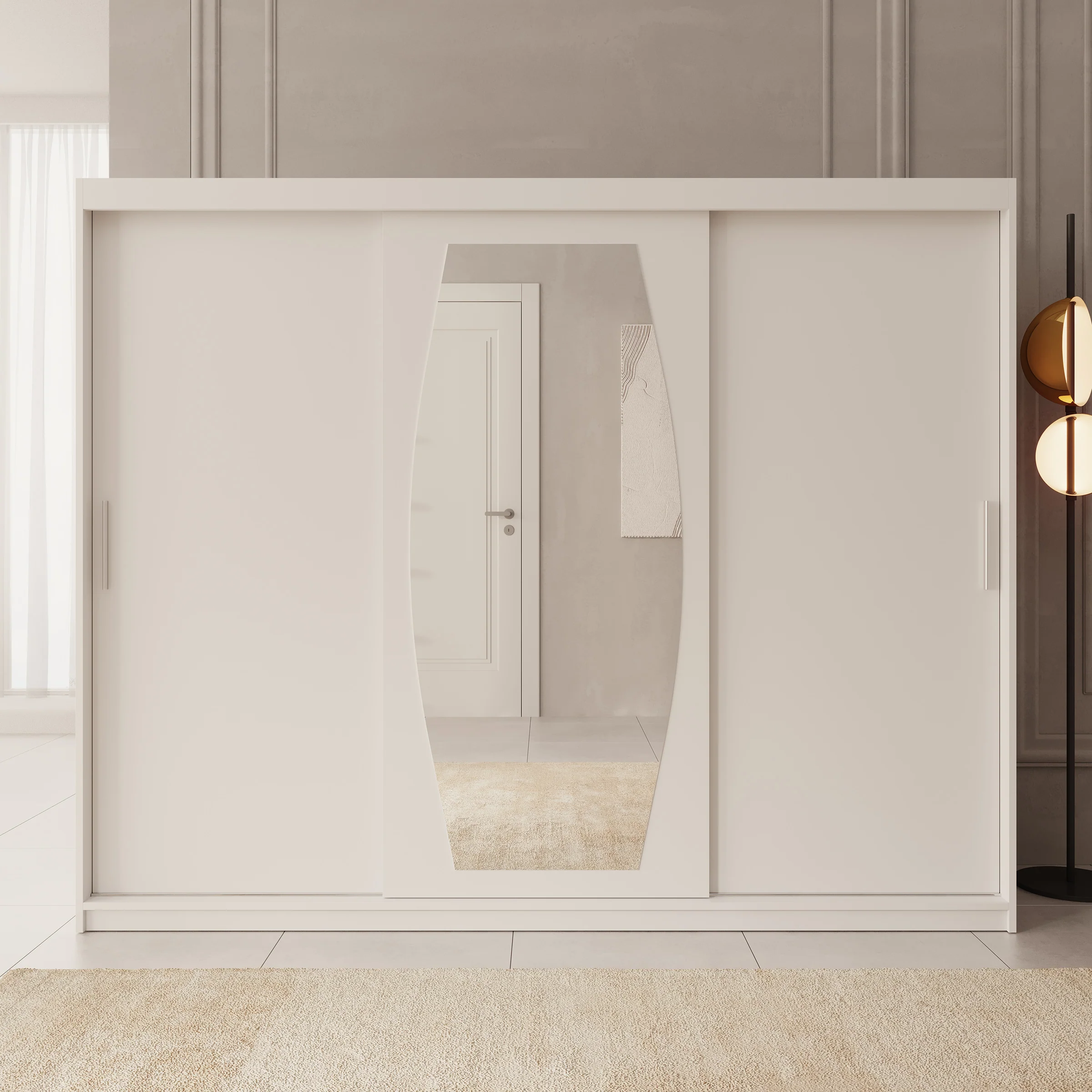 Azai - Kledingkast met schuifdeuren - Wit - 250x62x200 cm - Image 3