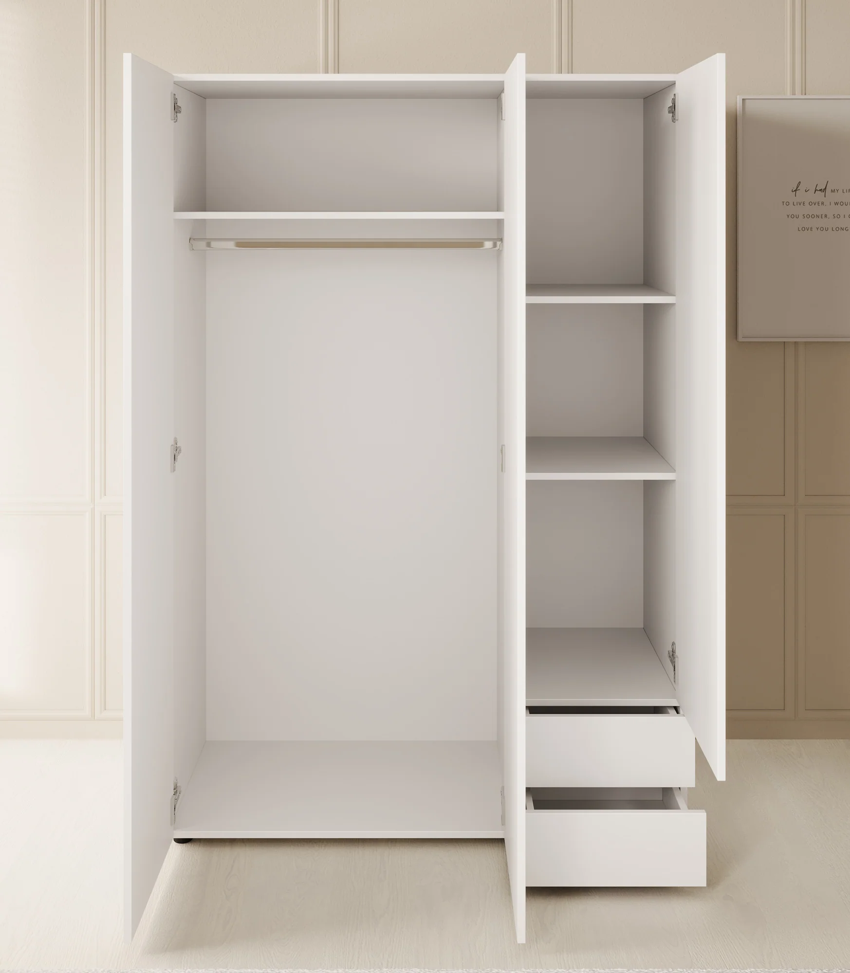 Bellini - Kledingkast 3-deurs - Wit - 120x51x177 cm - Image 3