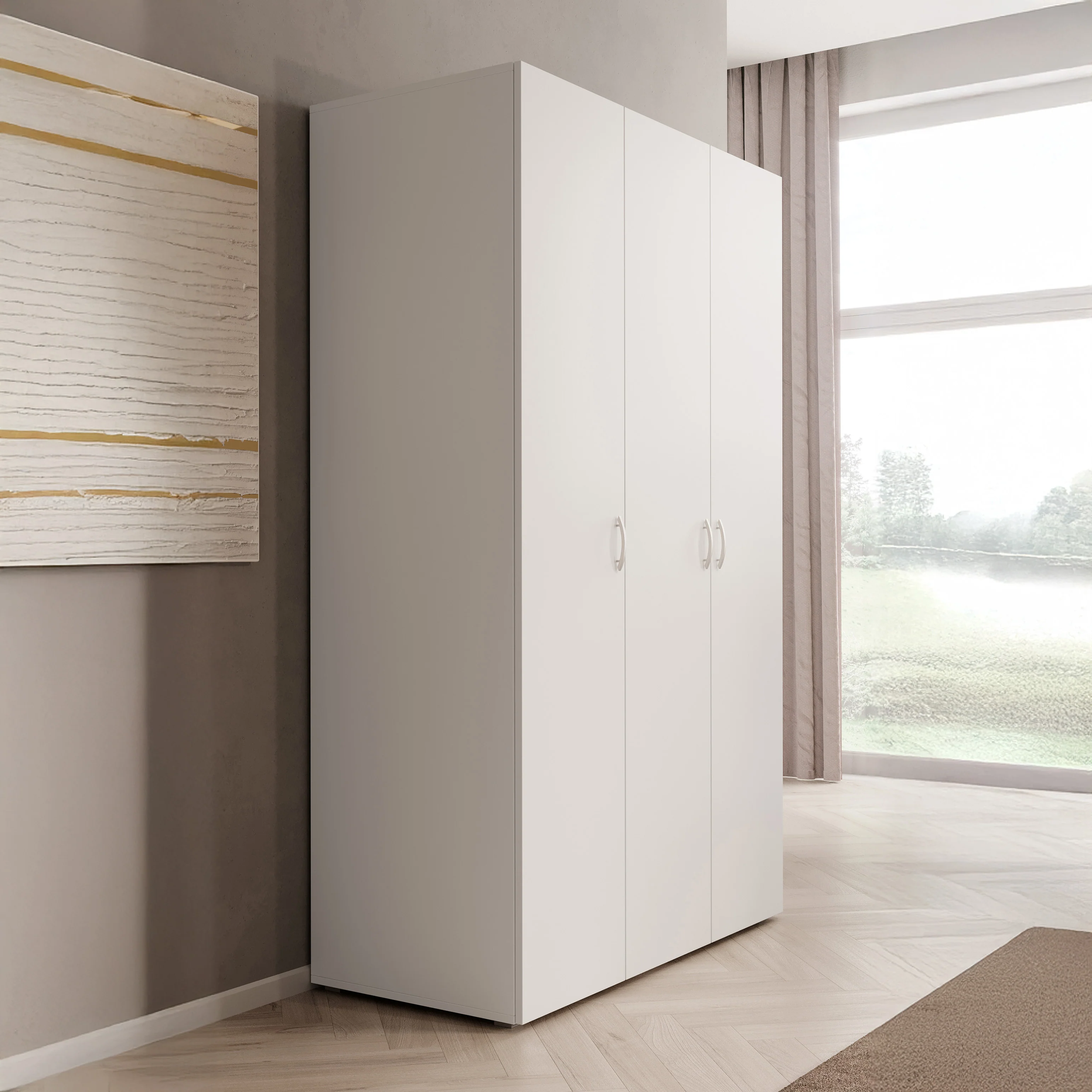 Bernd - Kledingkast 3-deurs - Wit - 111x52x179 cm - Image 4
